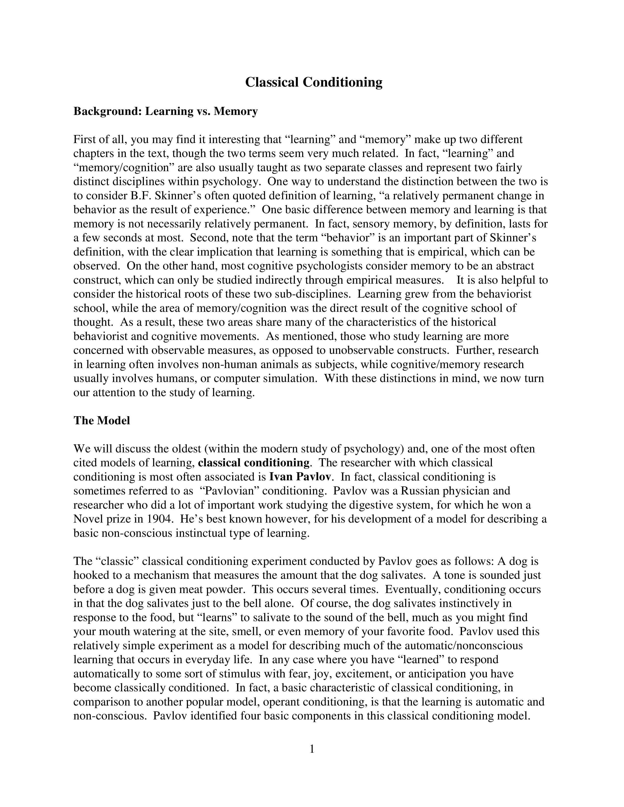 Classical Conditioning main image