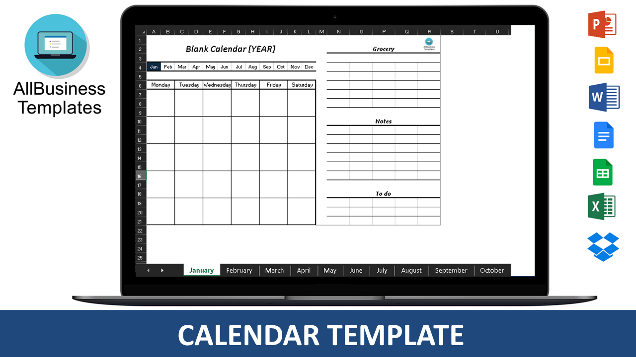 Calendar Template Google Docs 模板