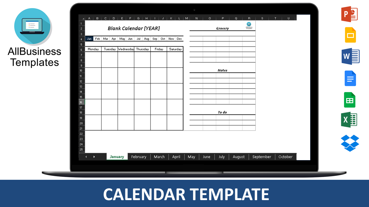 calendar template google docs Hauptschablonenbild