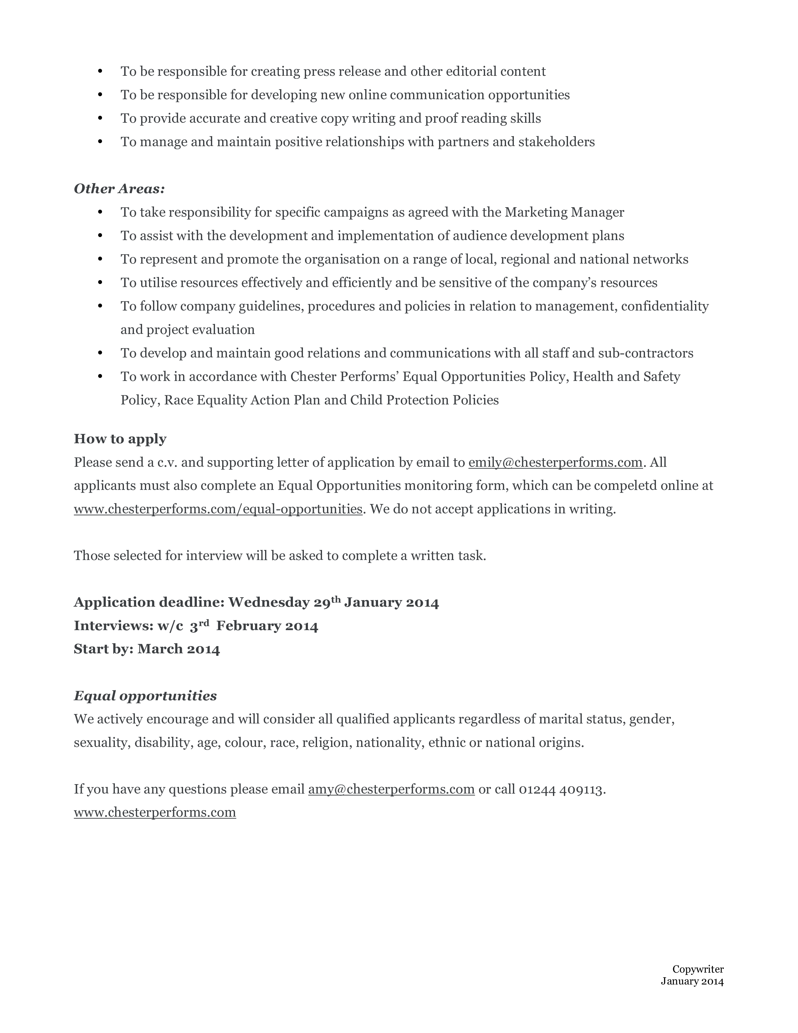 Kostenloses Digital Copywriter Job Description