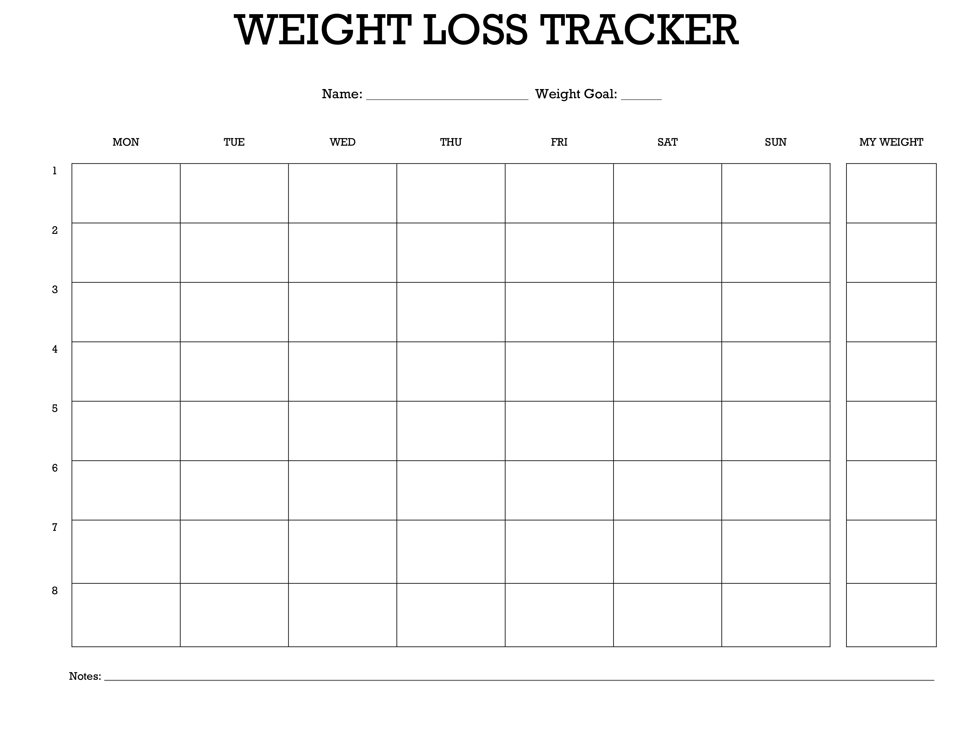 weight loss log template template