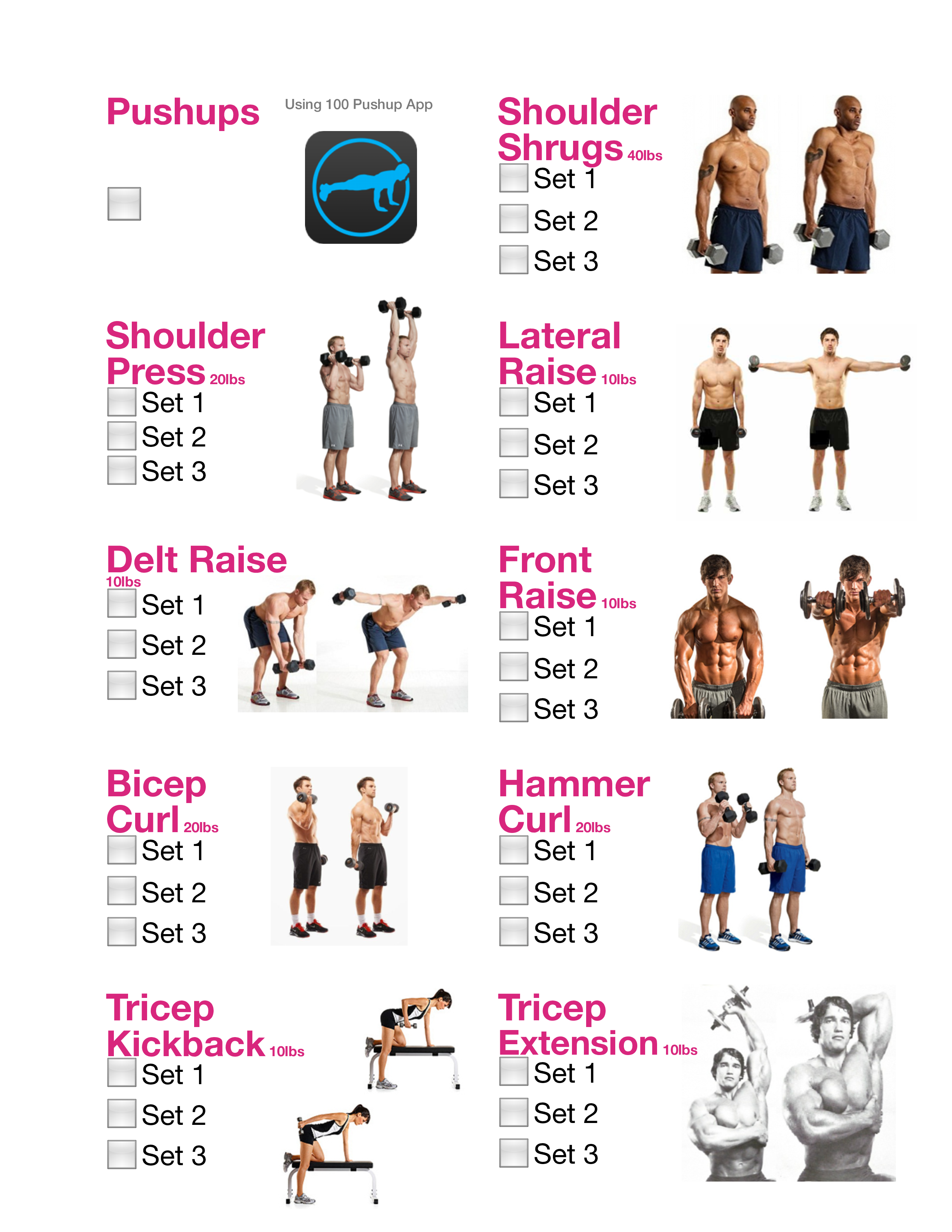 simple workout checklist voorbeeld afbeelding 
