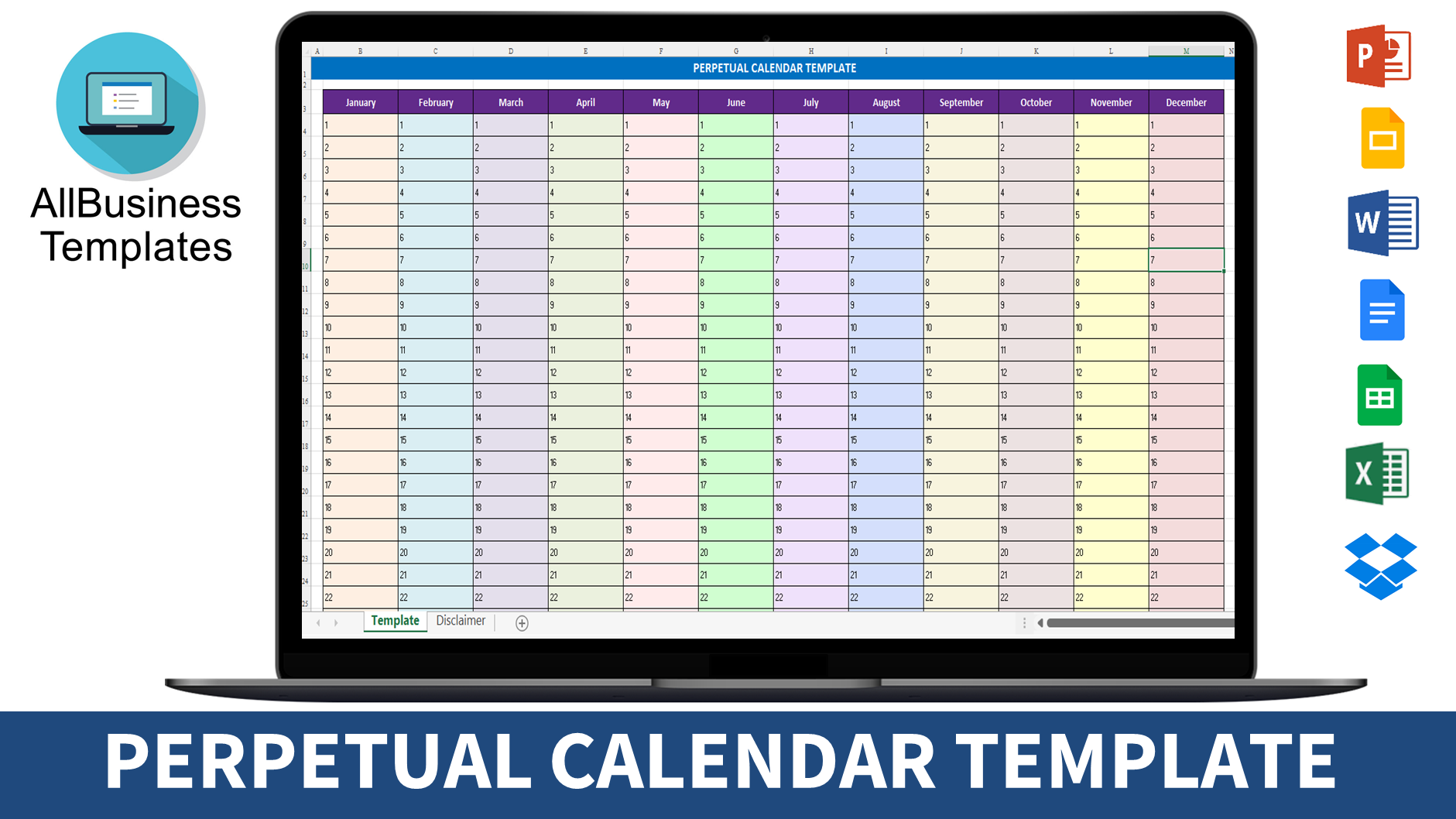 perpetual calendar template template