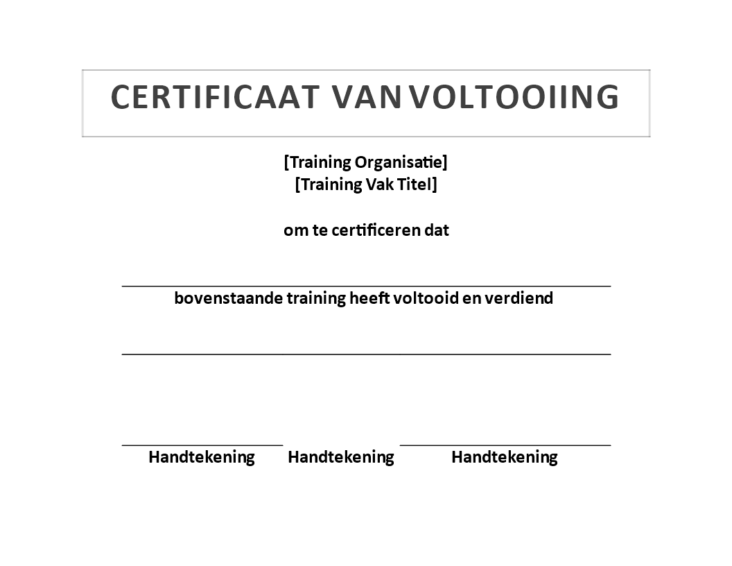 Training Certificaat 模板