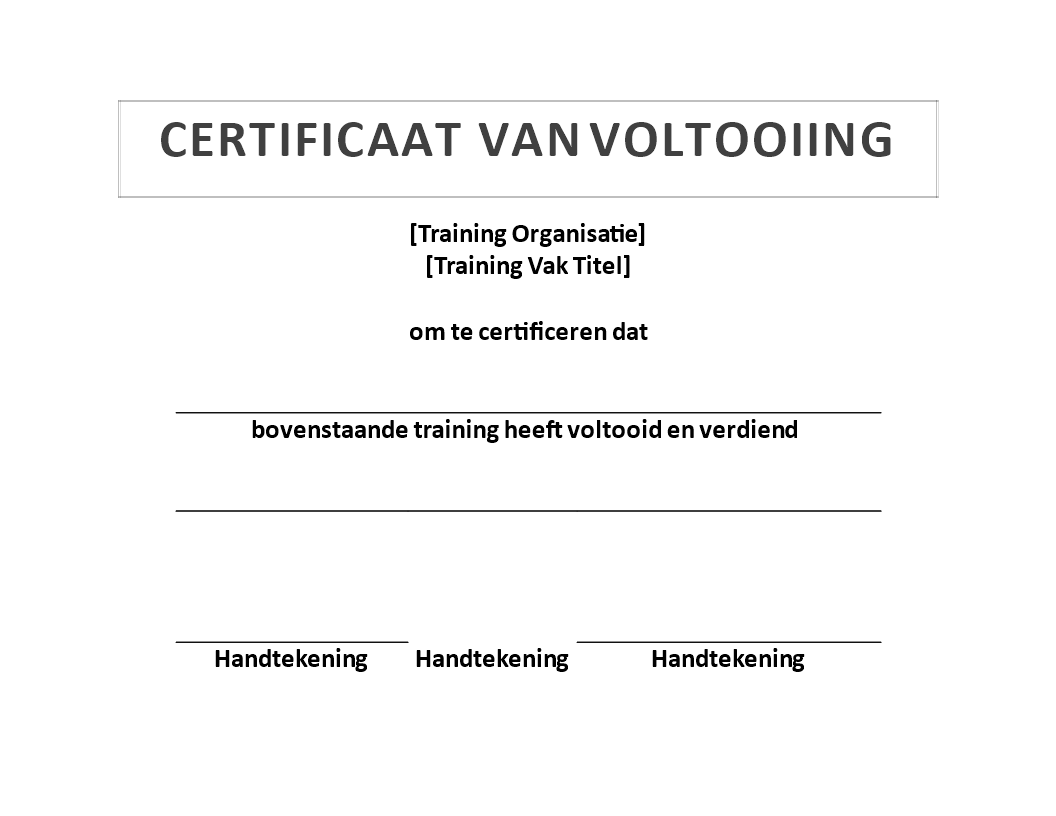 training certificaat Hauptschablonenbild