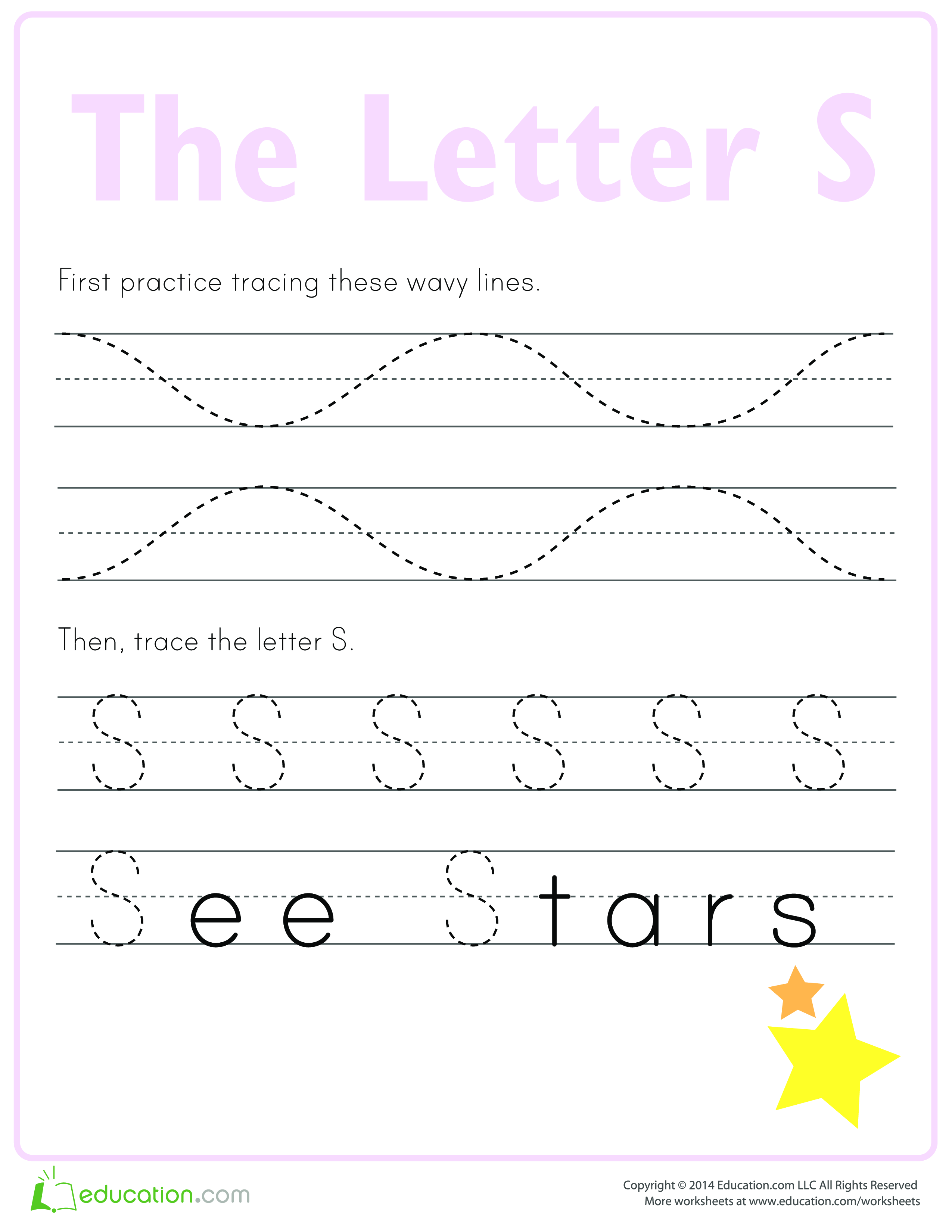 Learn to write letter S Templates at