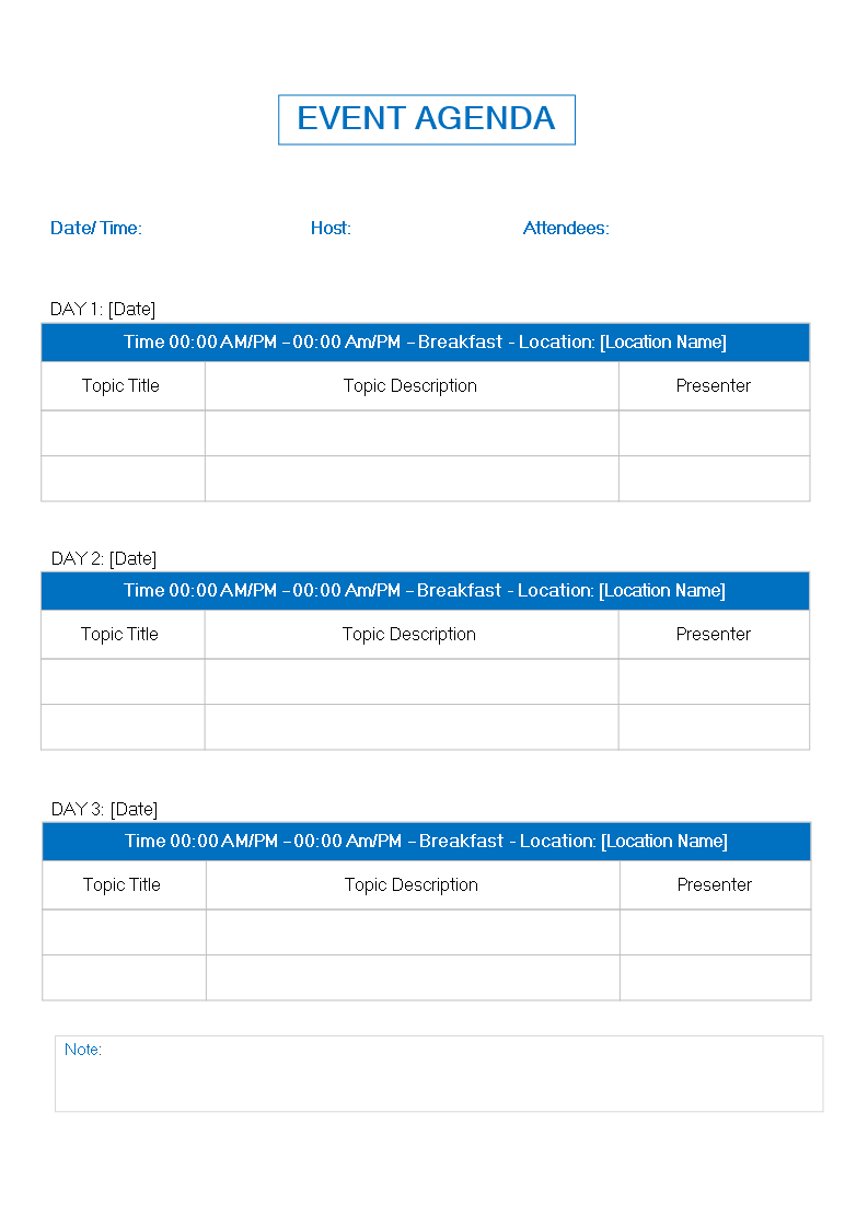 Agenda for an Event template main image