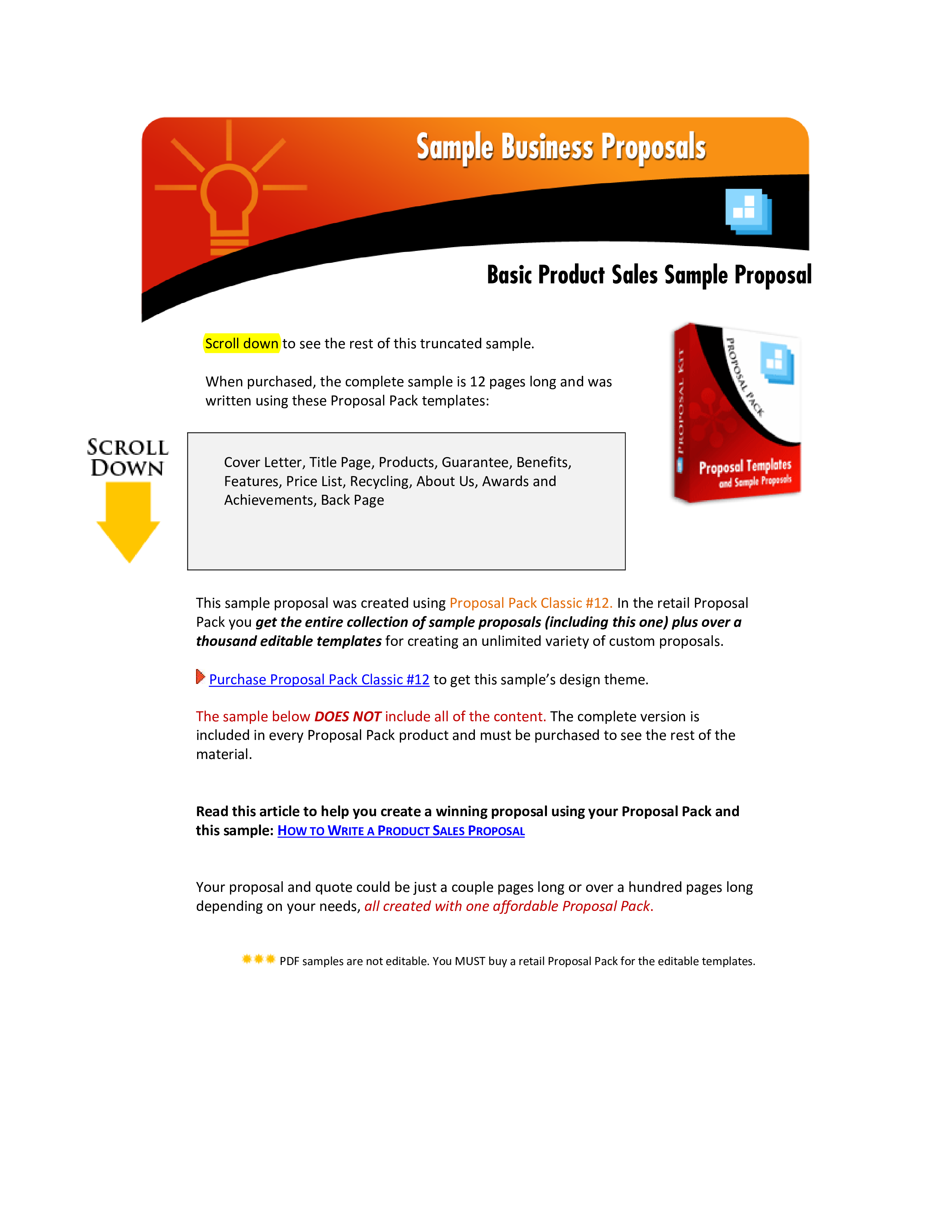 product sales proposal template voorbeeld afbeelding 