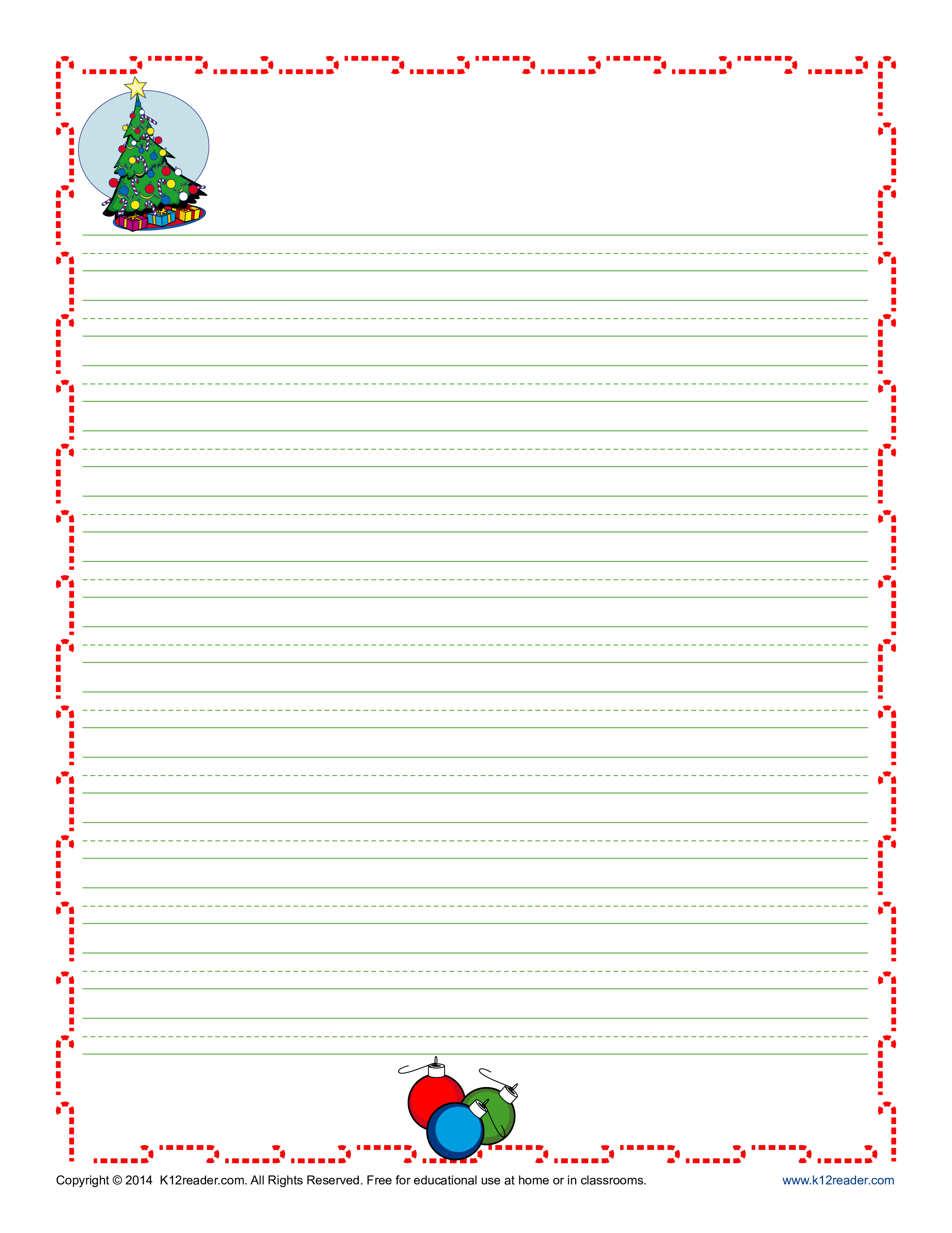T l charger Gratuit Christmas Lined Writing Paper Template For Kids