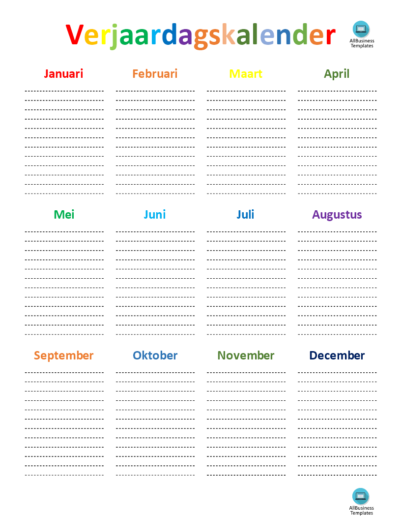 verjaardag kalender plantilla imagen principal