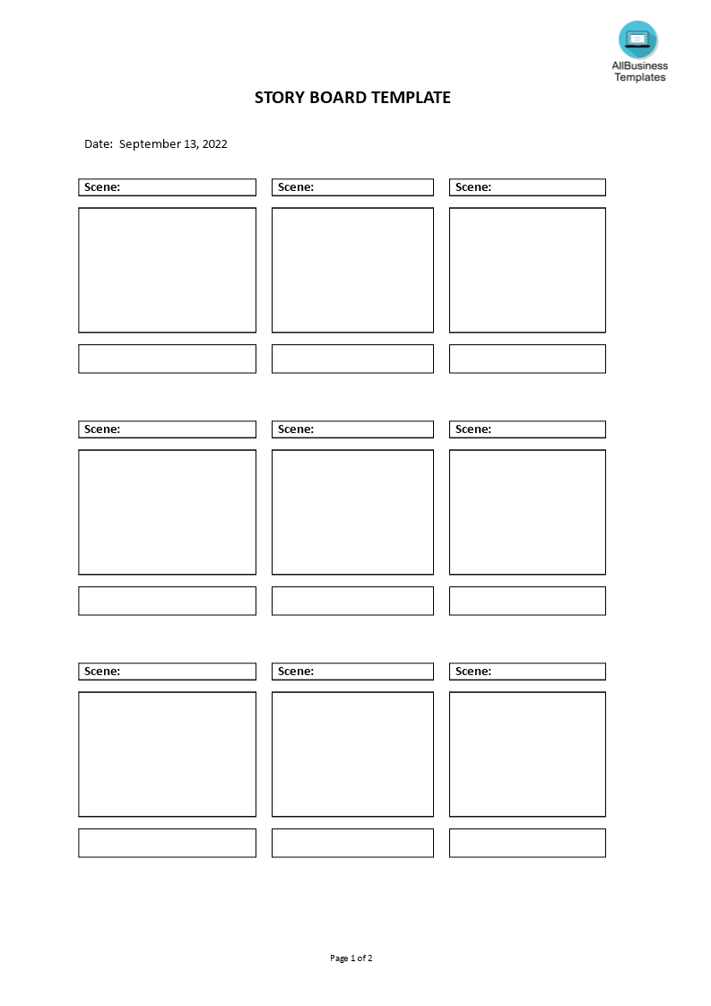 story board template voorbeeld afbeelding 