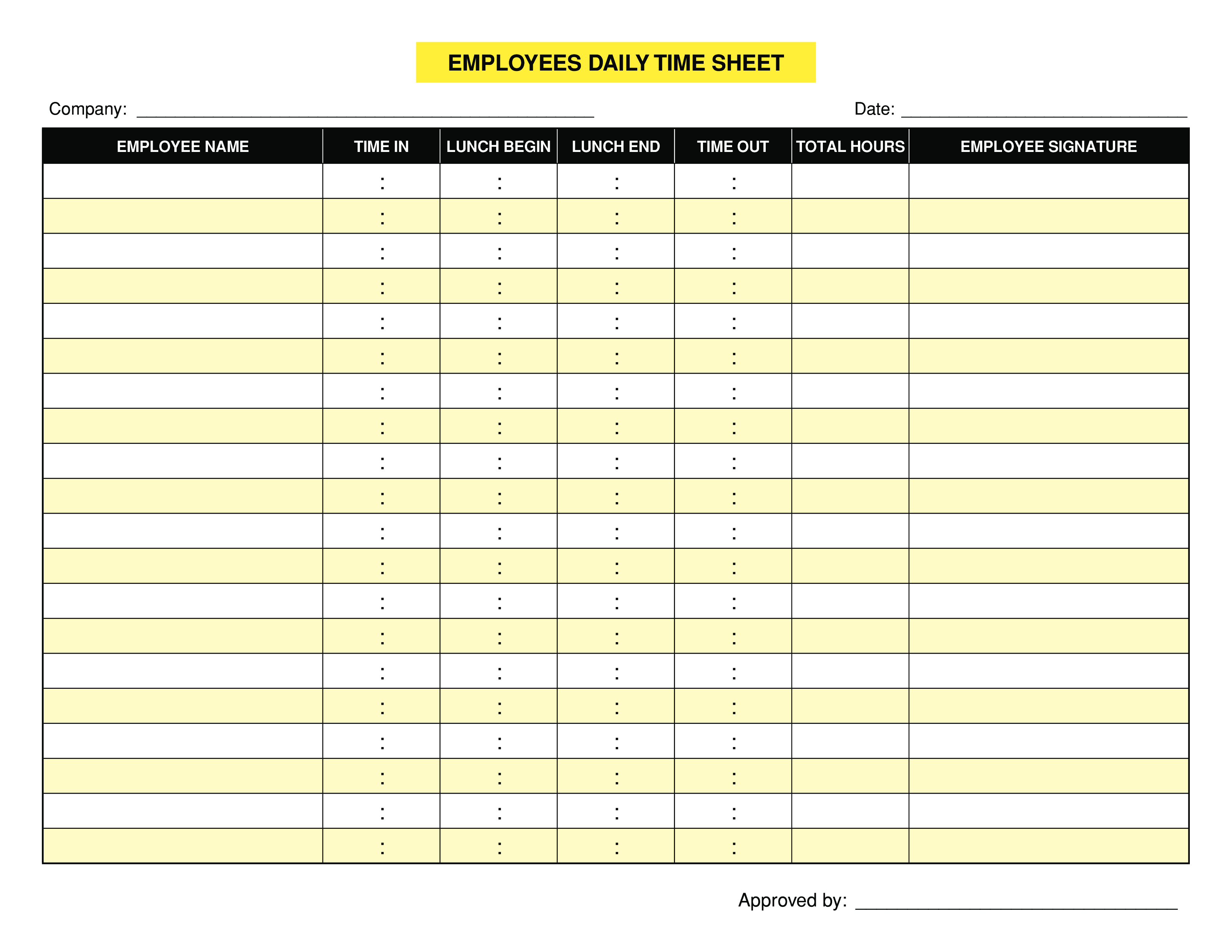 employee daily task template