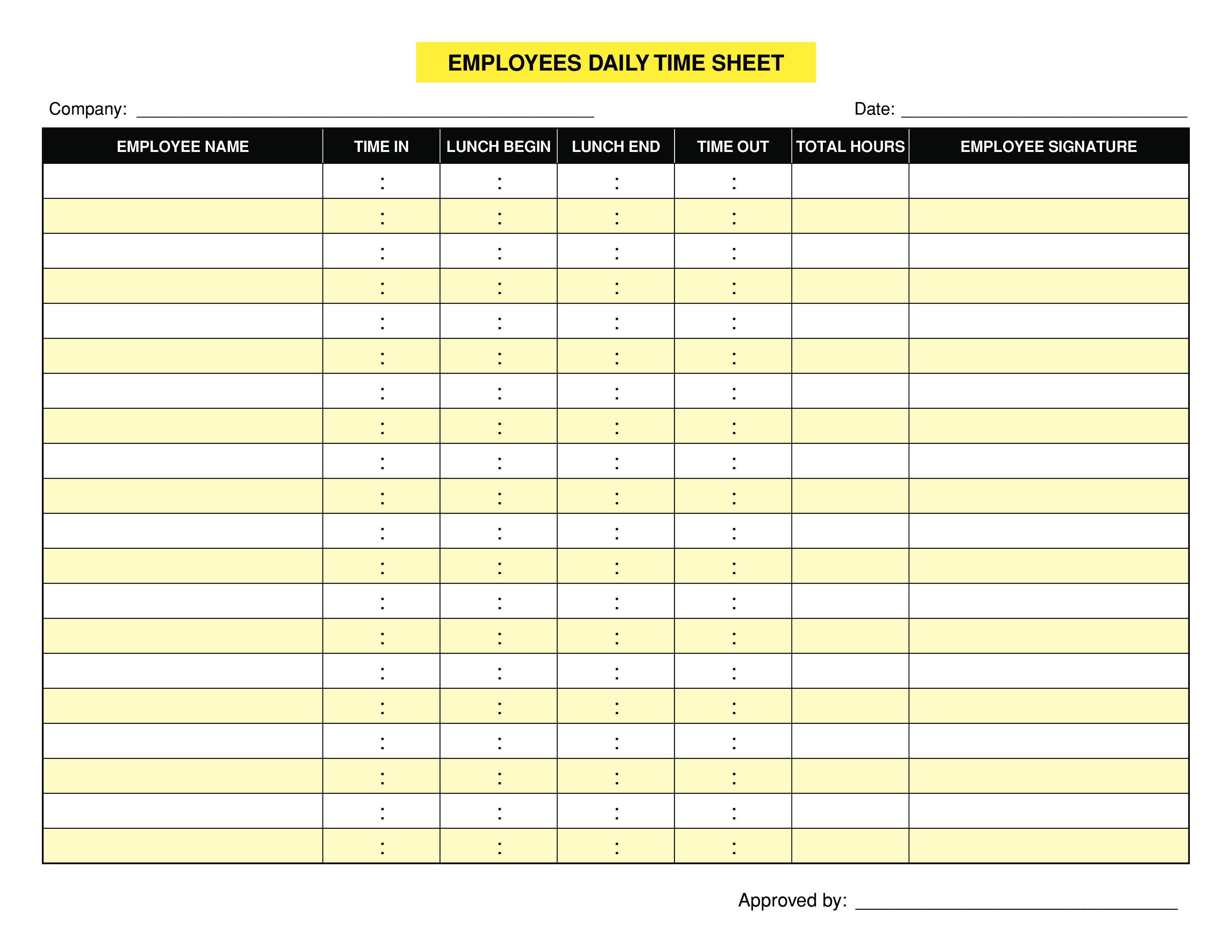 Printable Employee Task List Template
