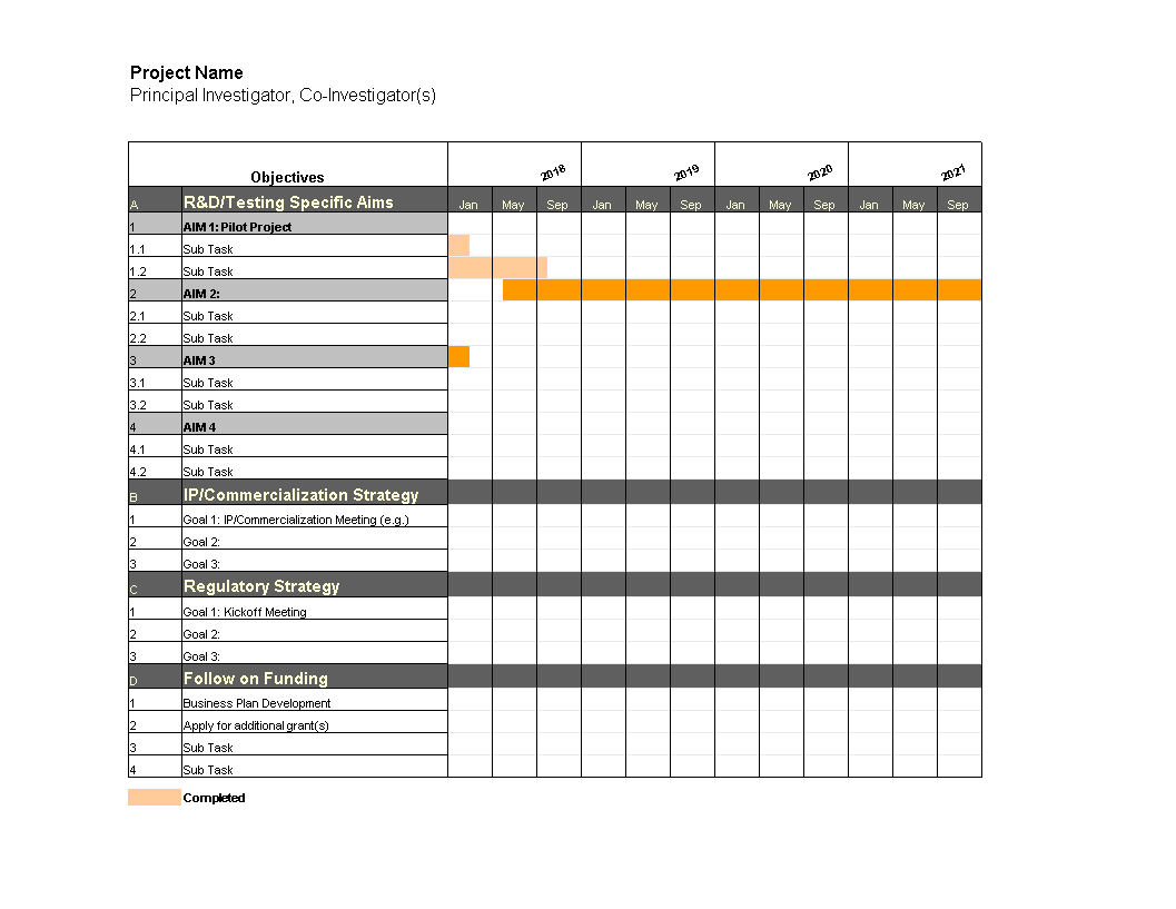 Blank Gantt Chart Excel template main image