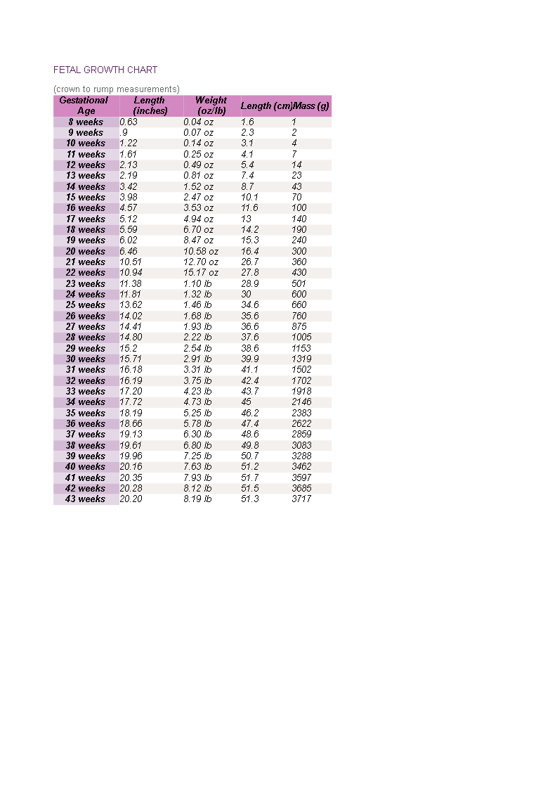 Who Fetal Growth Chart