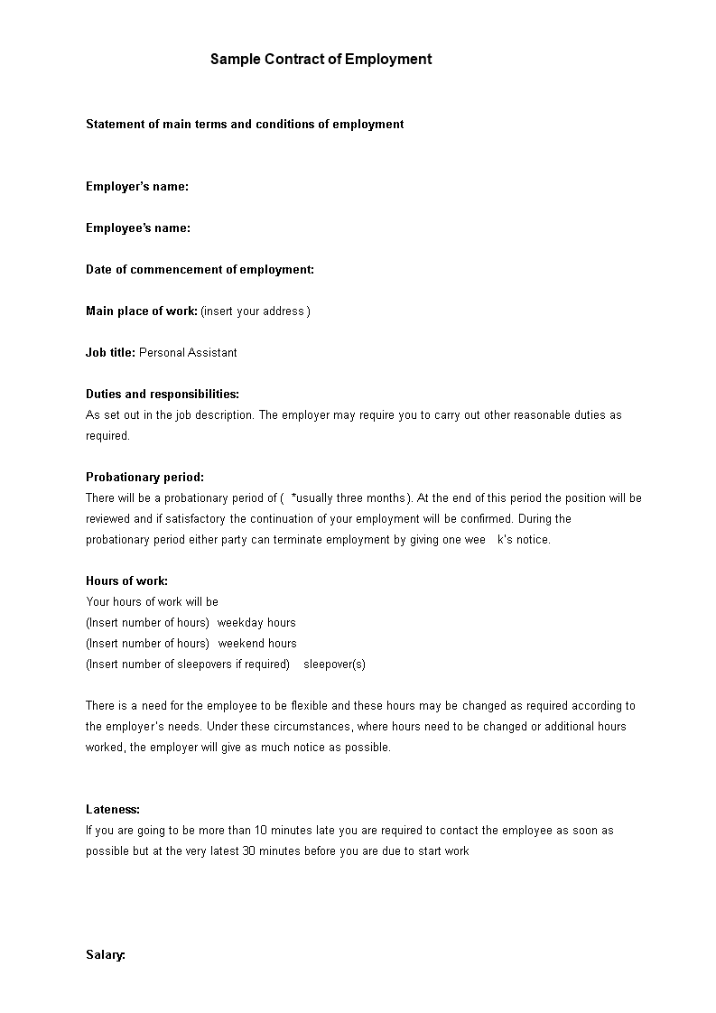 job contract template