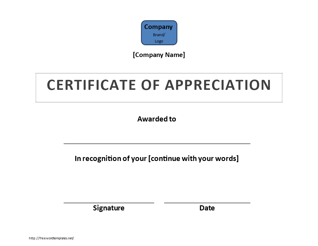 company certificate of appreciation Hauptschablonenbild