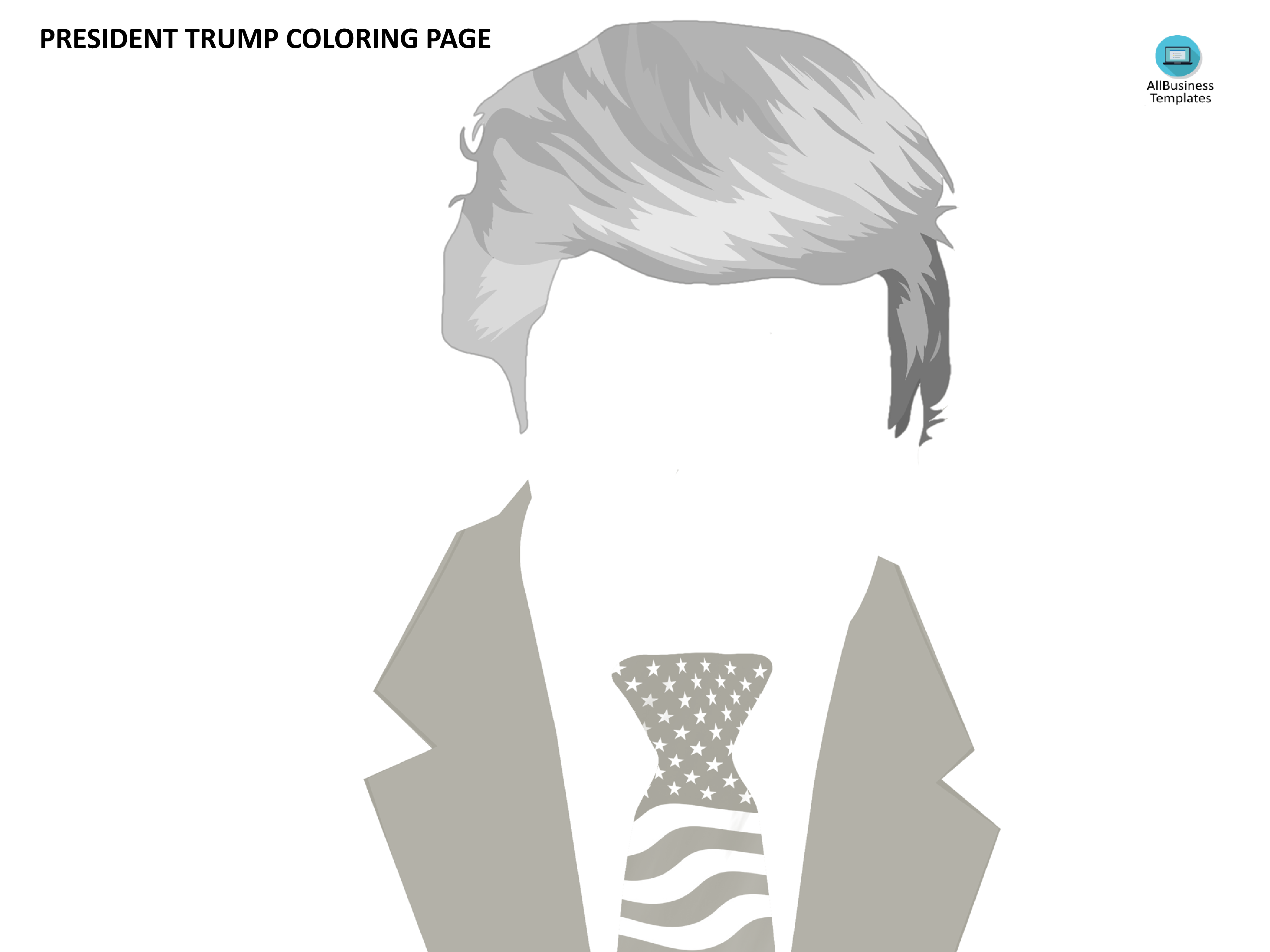 president trump of the united states coloring page template