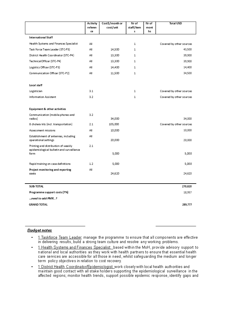 Project Budget Report Example 模板