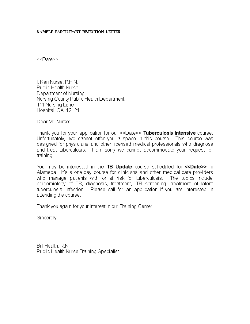 Nurse Rejection Letter main image