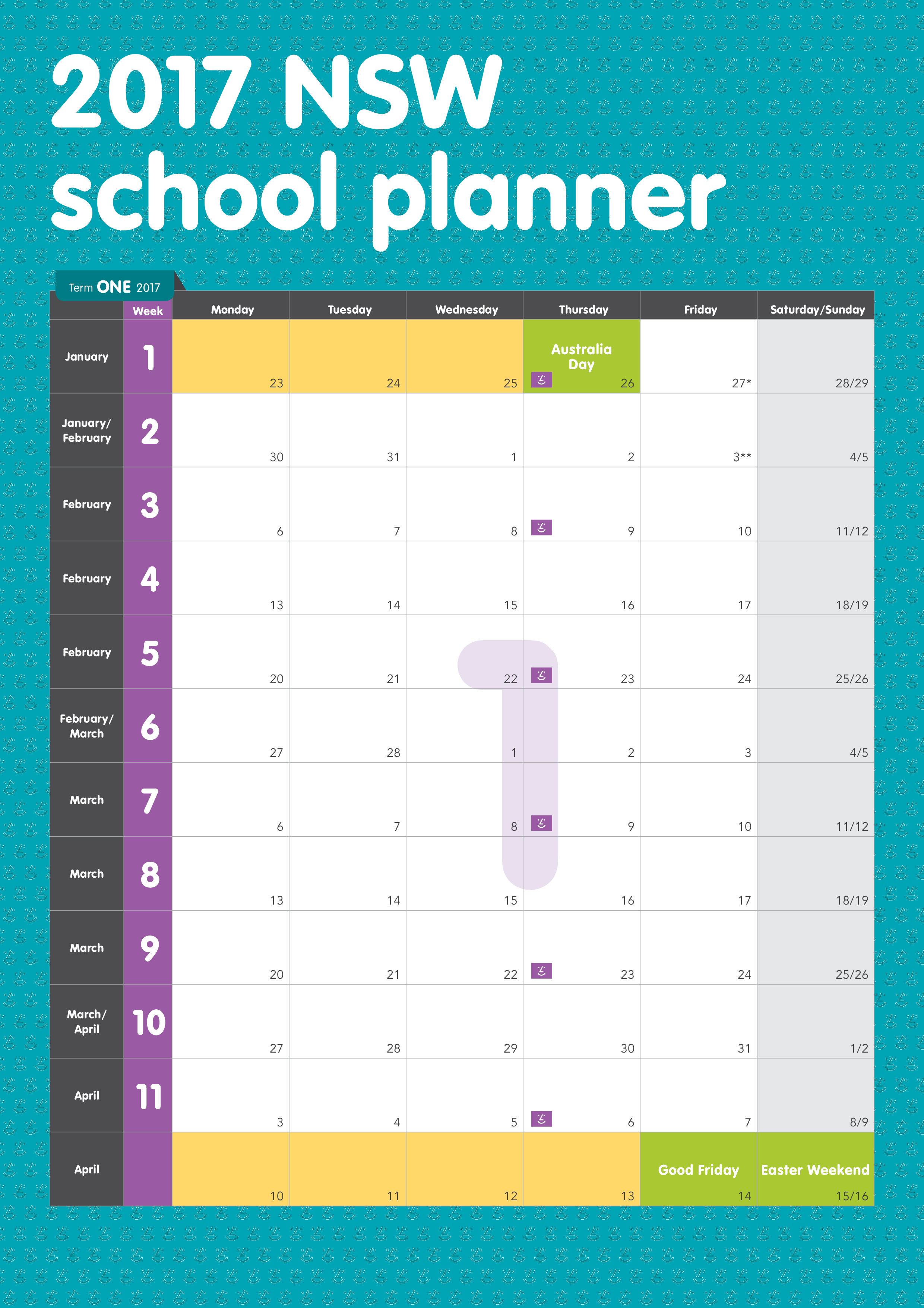 免费 Monthly School Planner 样本文件在