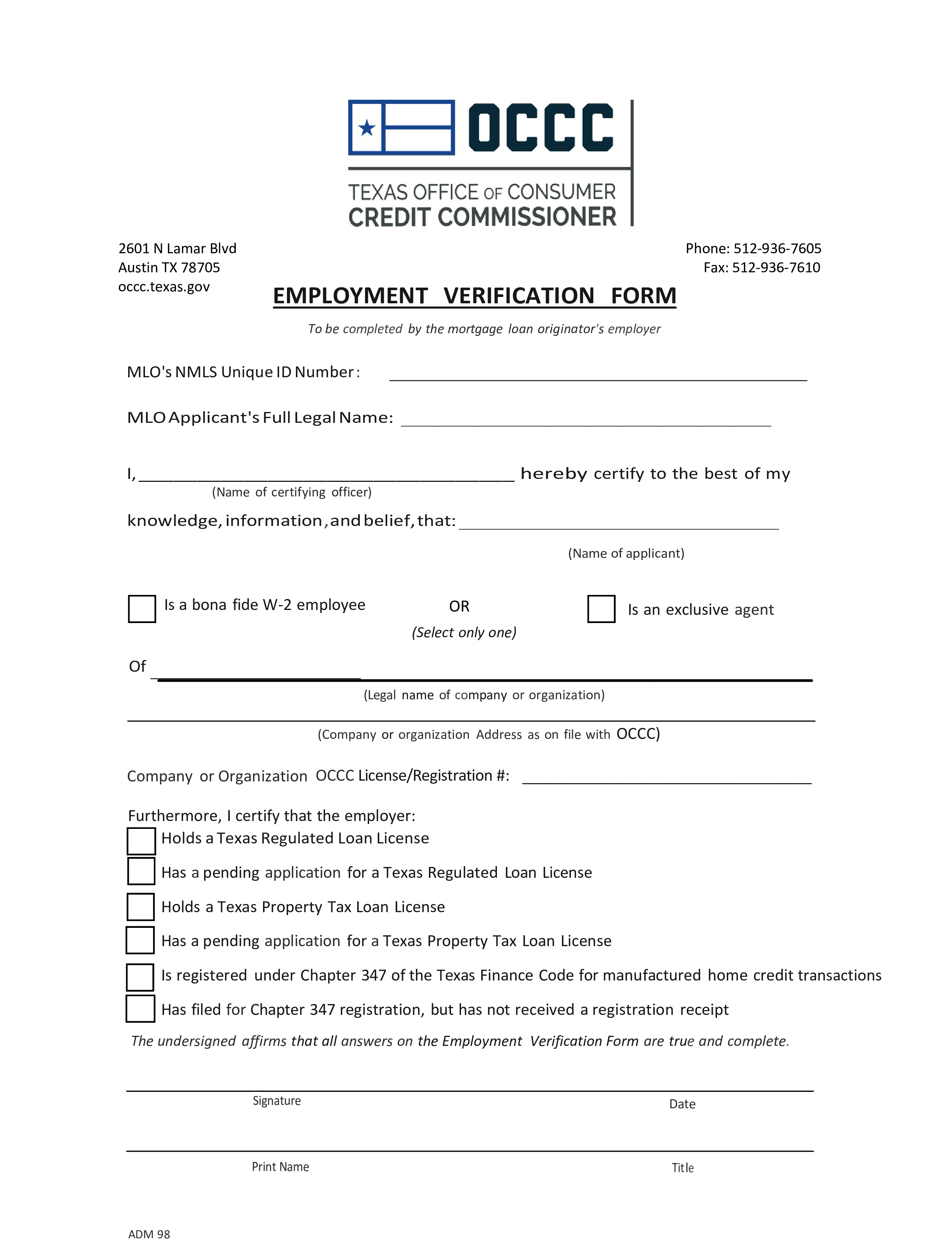 employment verification form for mortgage Hauptschablonenbild