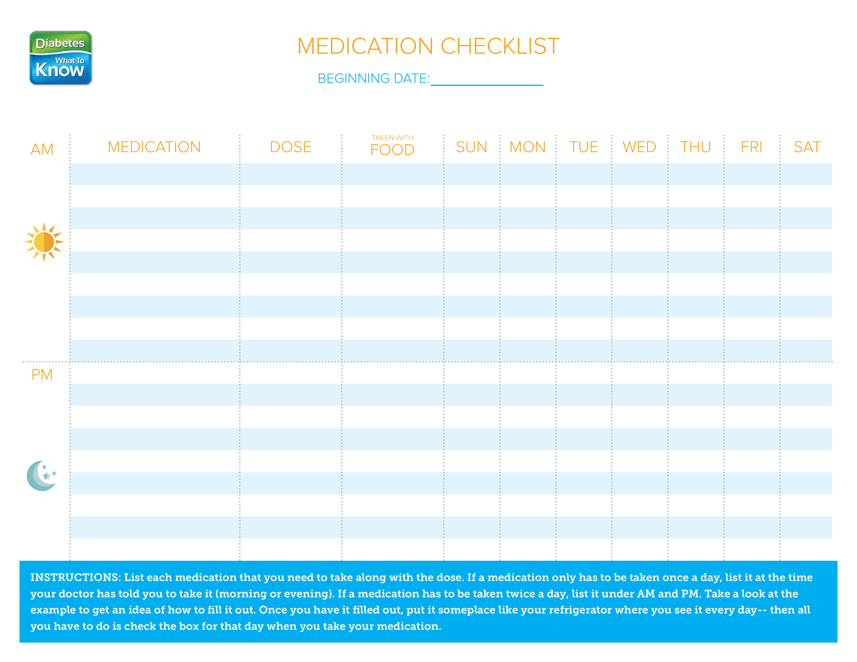 Printable Medication Checklist Sample main image