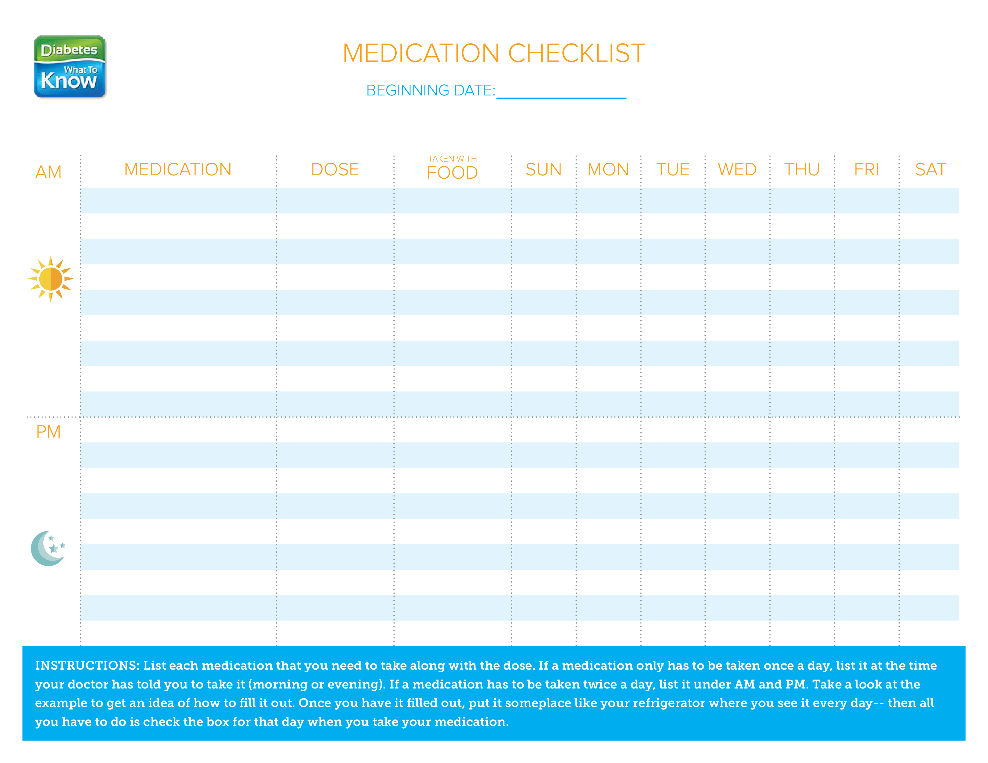 Gratis Afdrukbare Medicatiechecklist Voorbeeld
