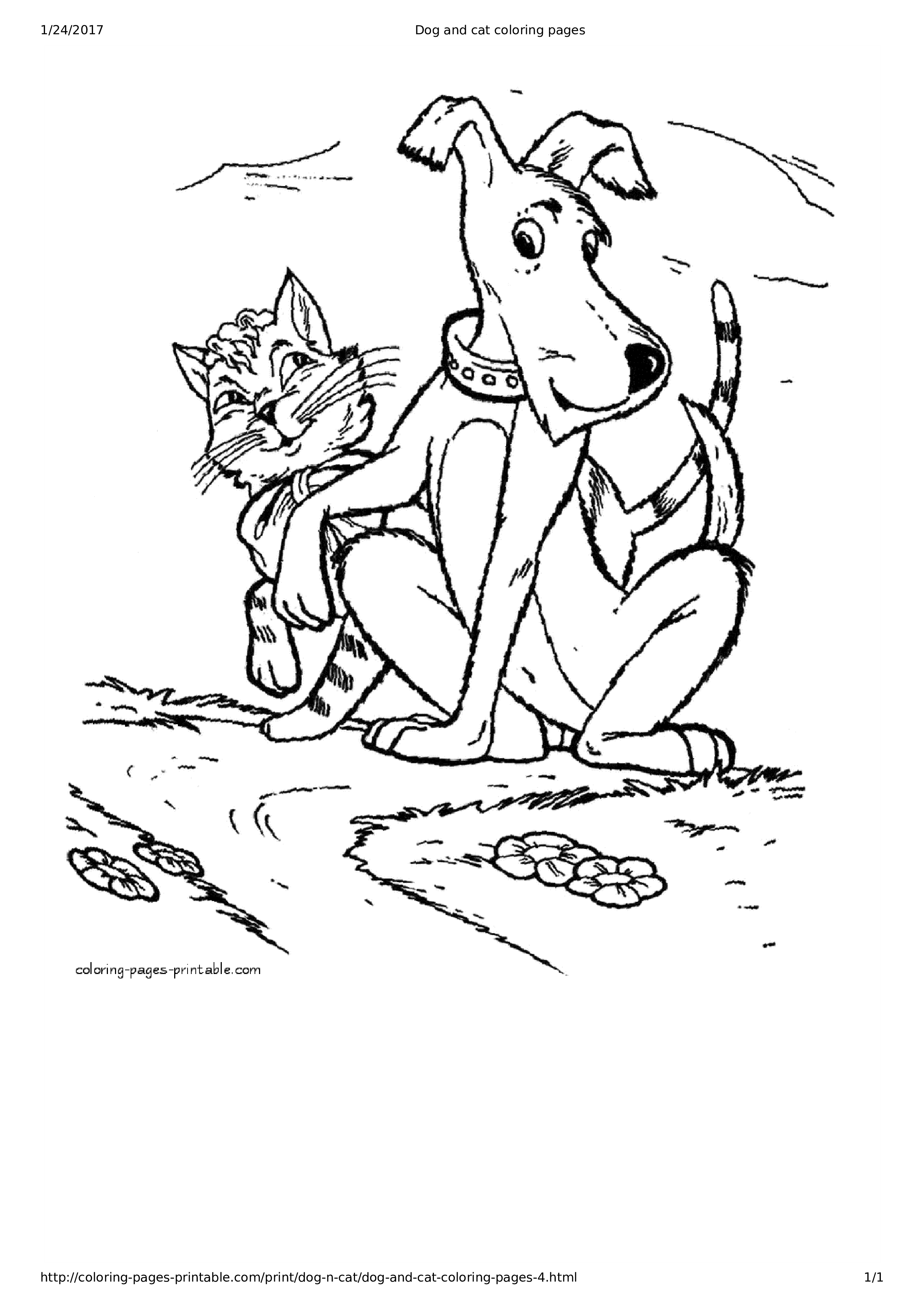 Dog And Cat Coloring Page main image