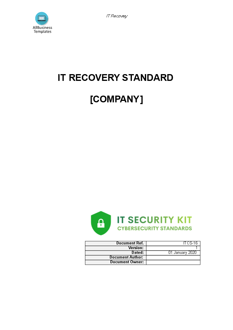 it recovery standard Hauptschablonenbild