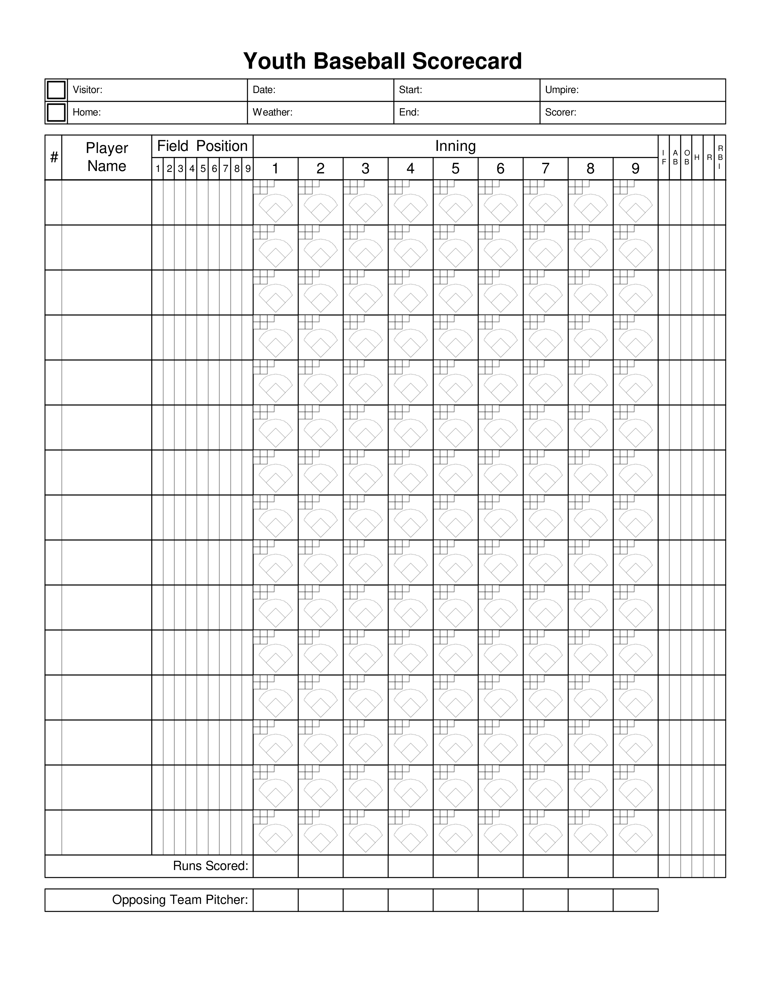 Youth Baseball Score Sheet main image