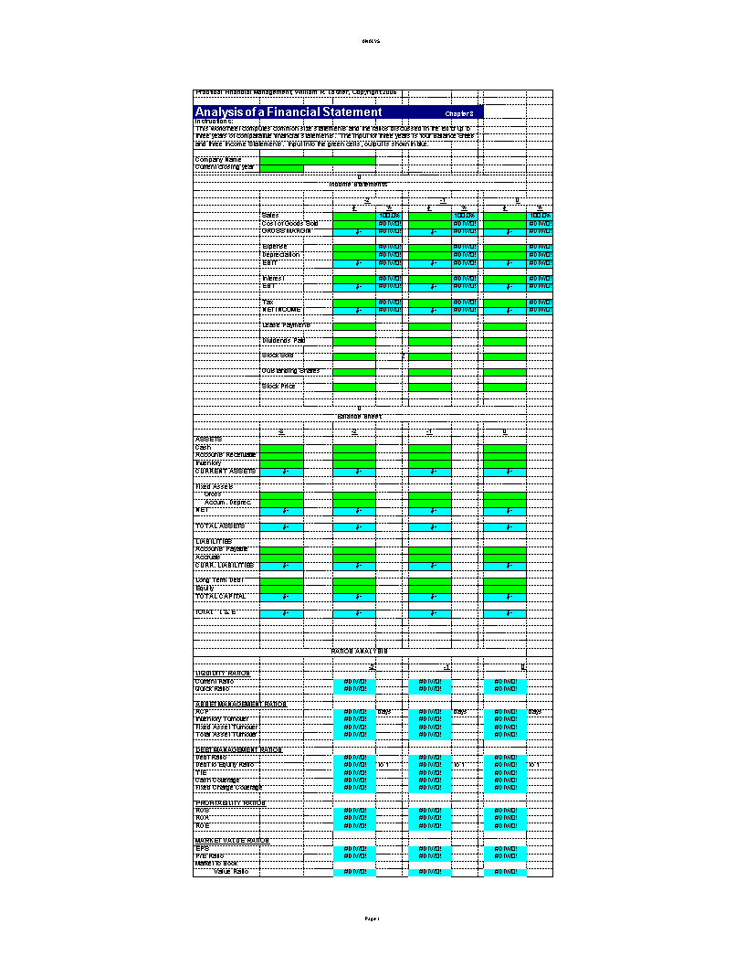 management financial statement analysis template