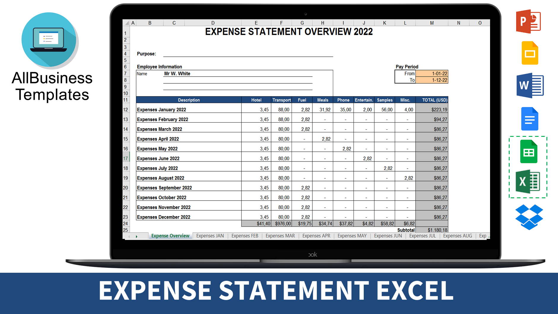 business expense statement 2022 Hauptschablonenbild