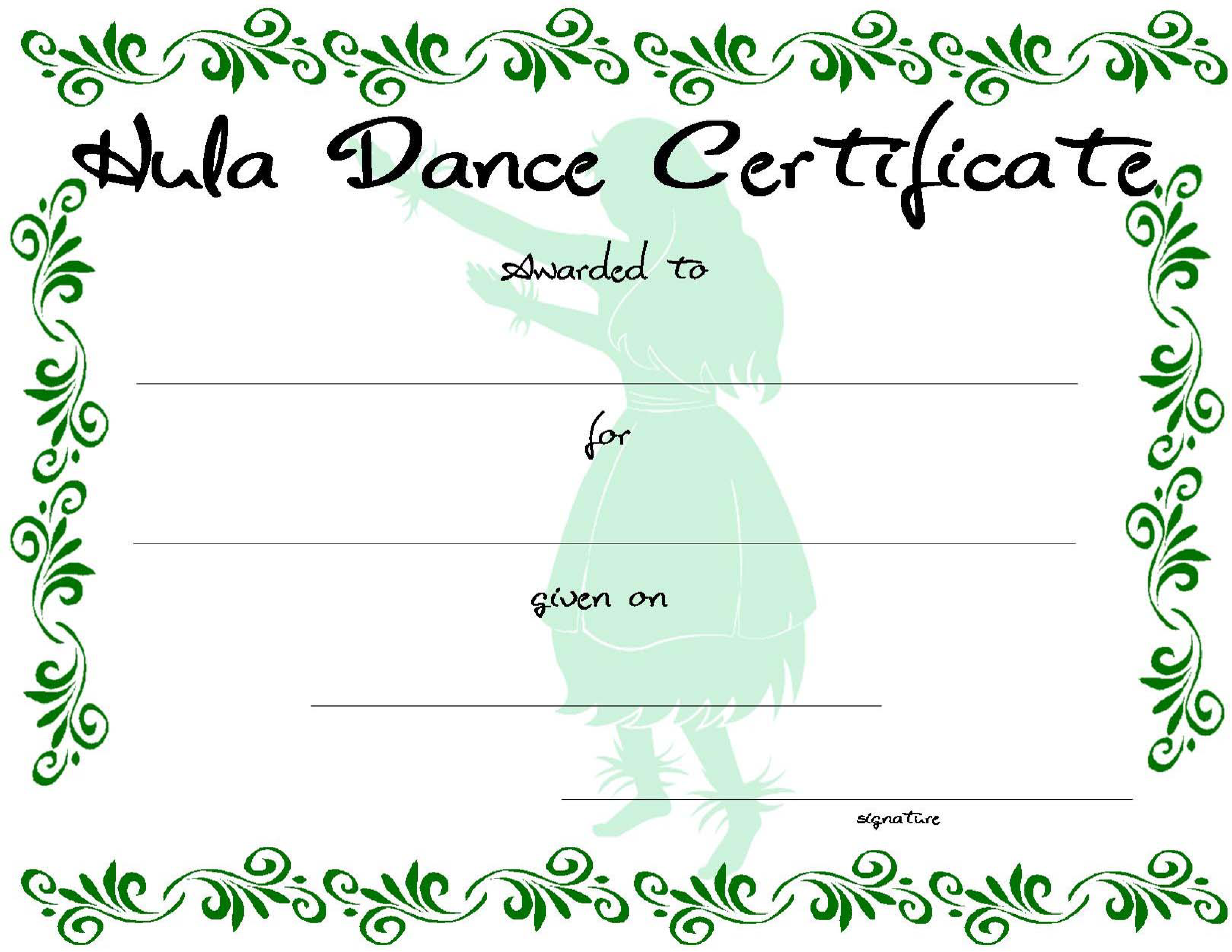 dance certificate Hauptschablonenbild