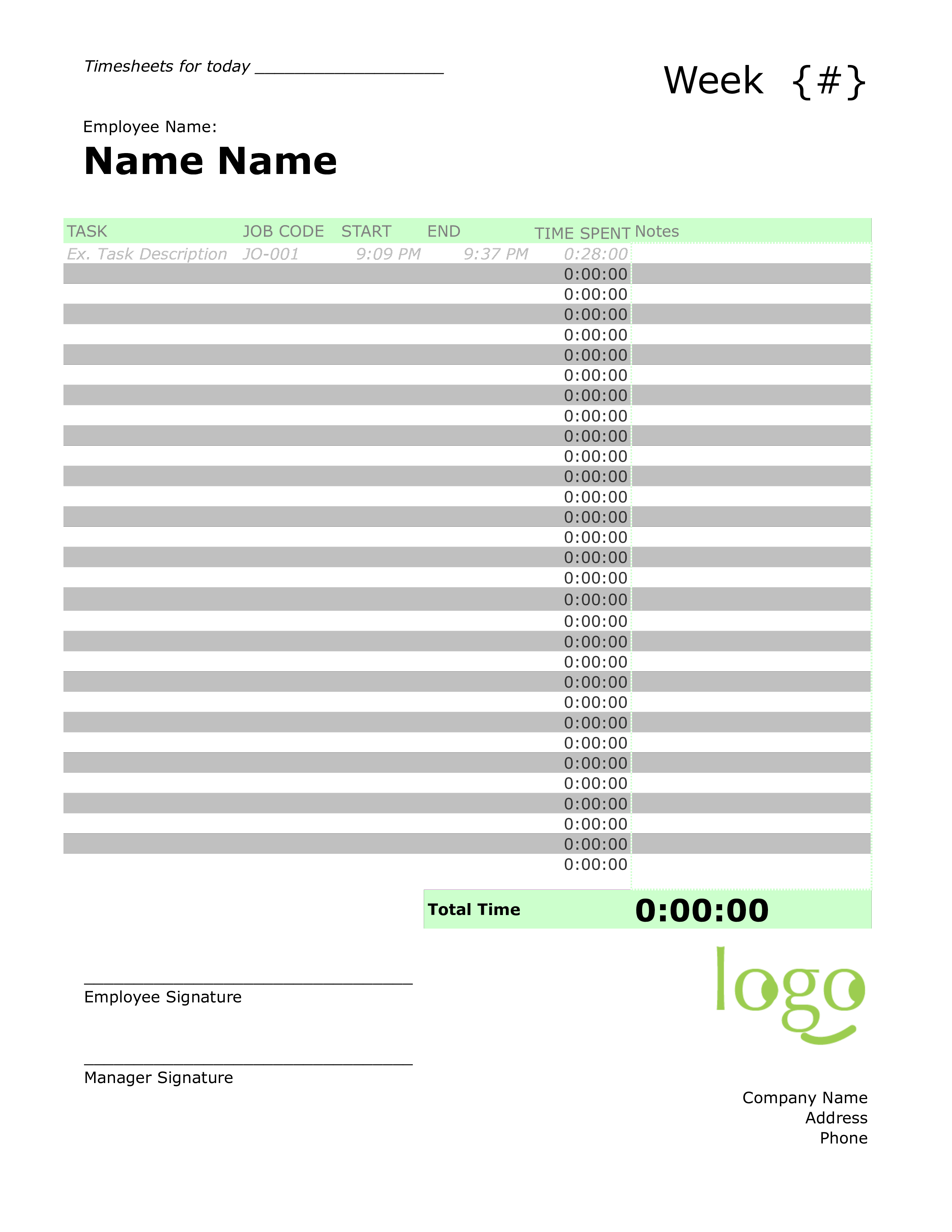 Daily Timesheet 模板