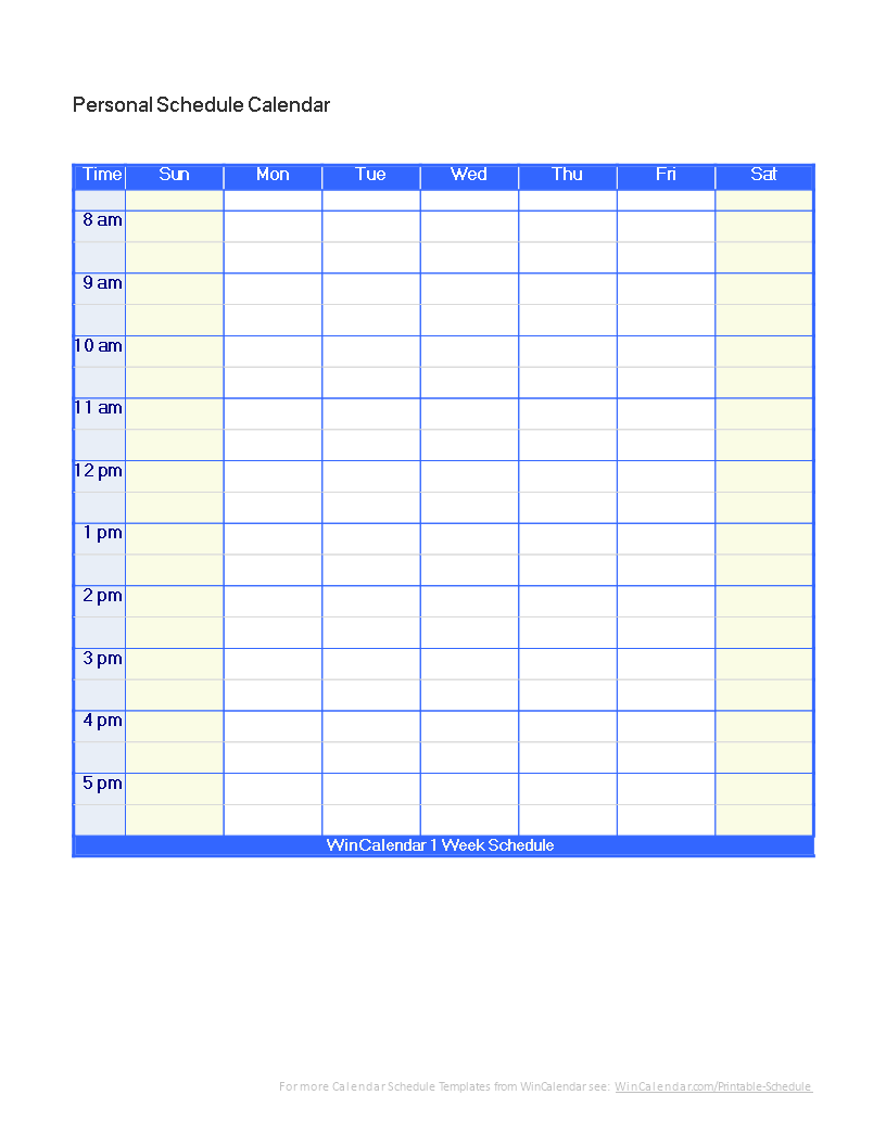 Personal Schedule Calendar 模板