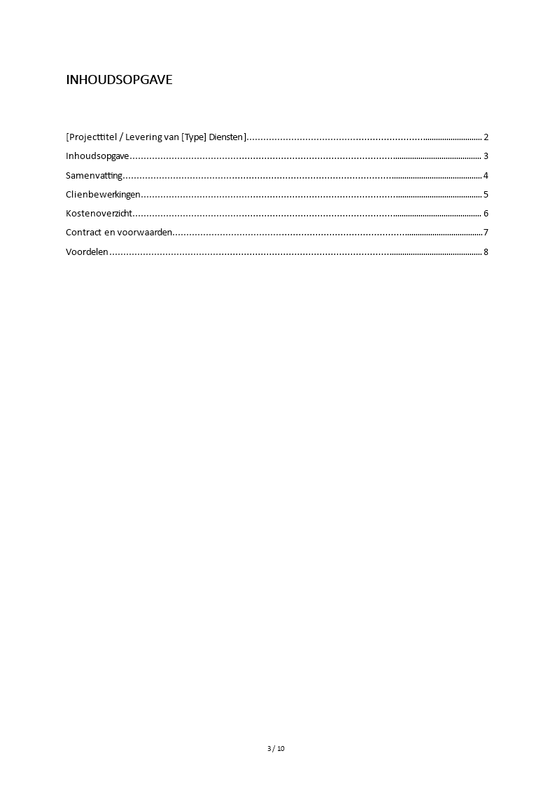 zakelijk project voorstel template voorbeeld afbeelding 