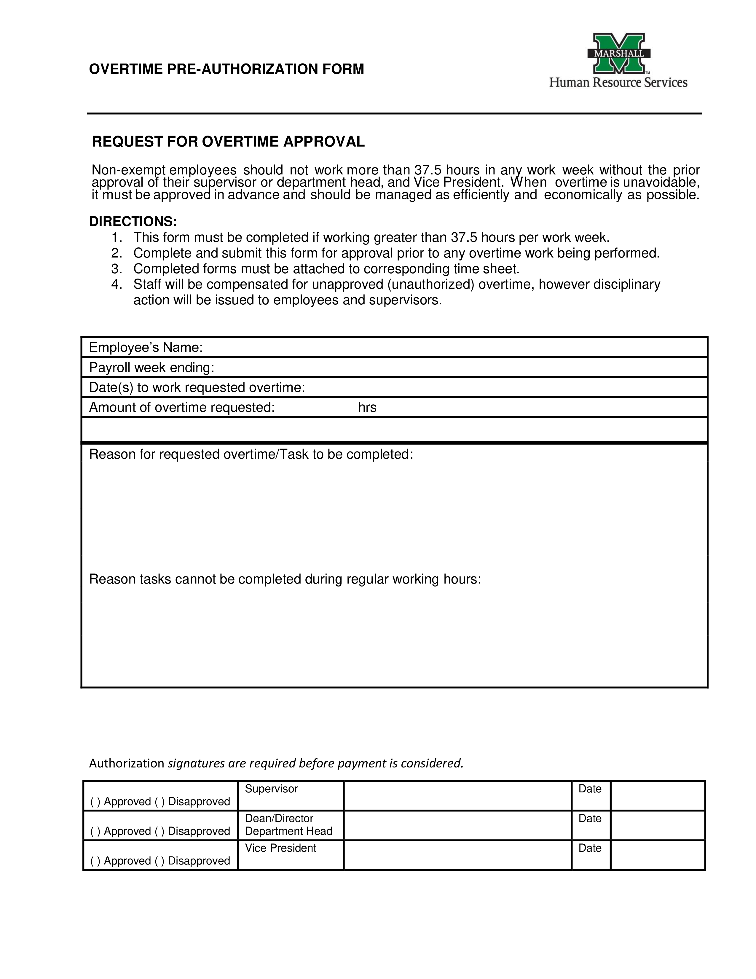 overtime pre authorization form Hauptschablonenbild