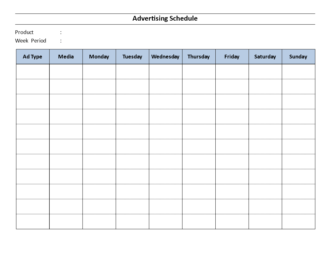 advertising schedule template Hauptschablonenbild