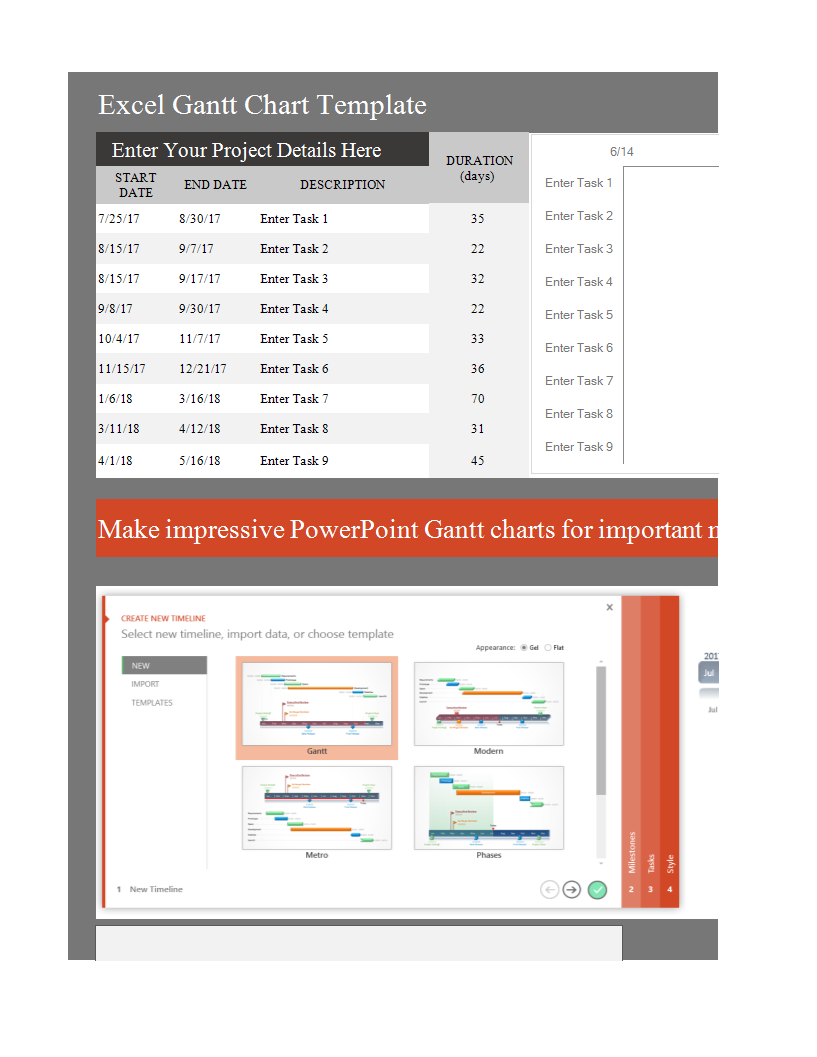 Project Gantt Chart Excel 模板