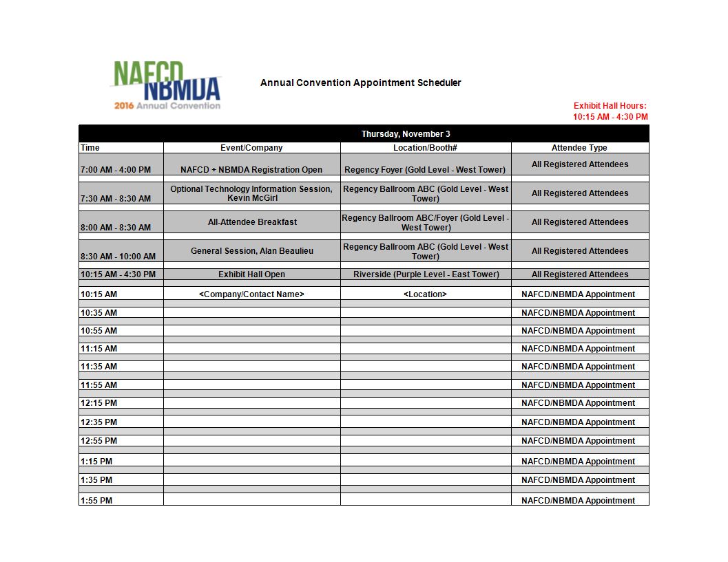 appointment schedule worksheet template modèles