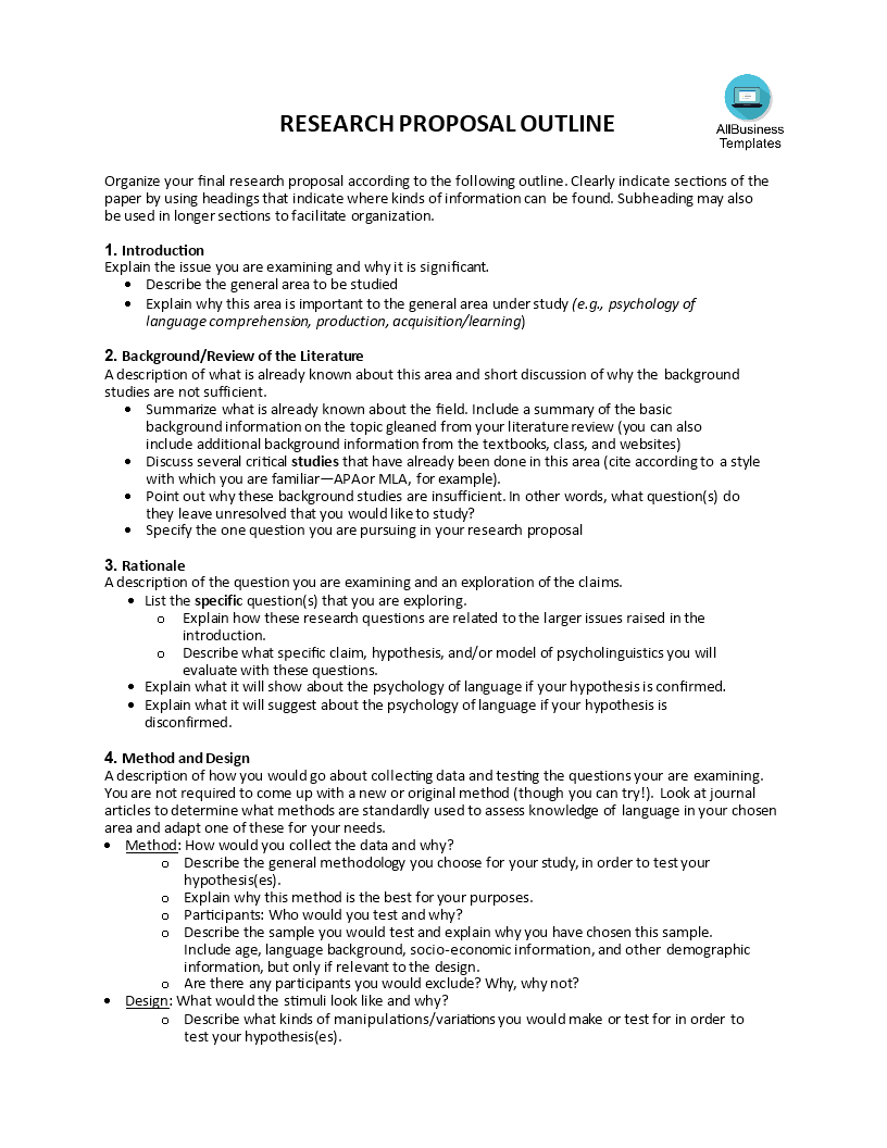 research proposal outline example template