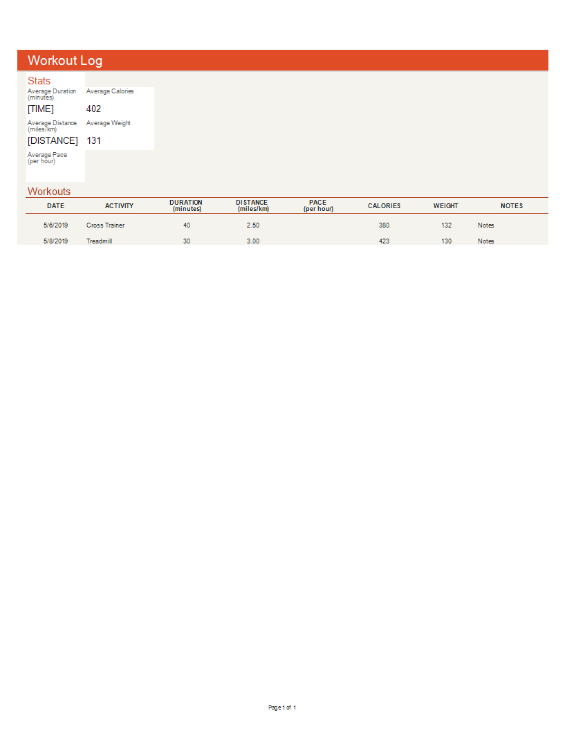 workout template for personal trainers template