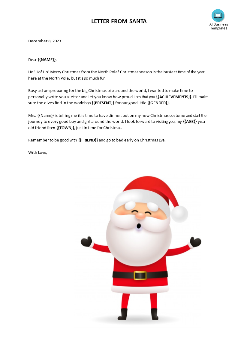 santa letter template voorbeeld afbeelding 