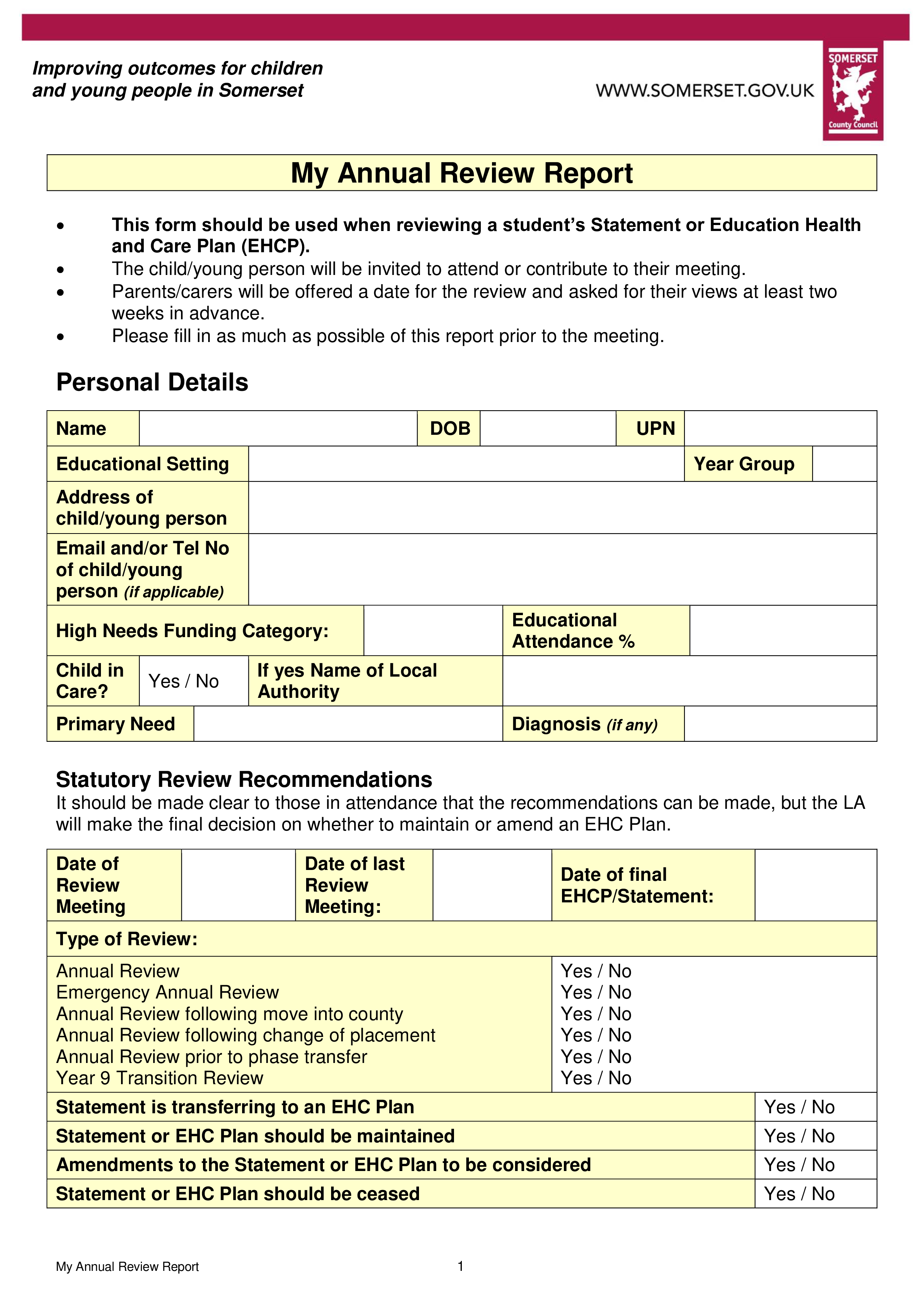 annual review template