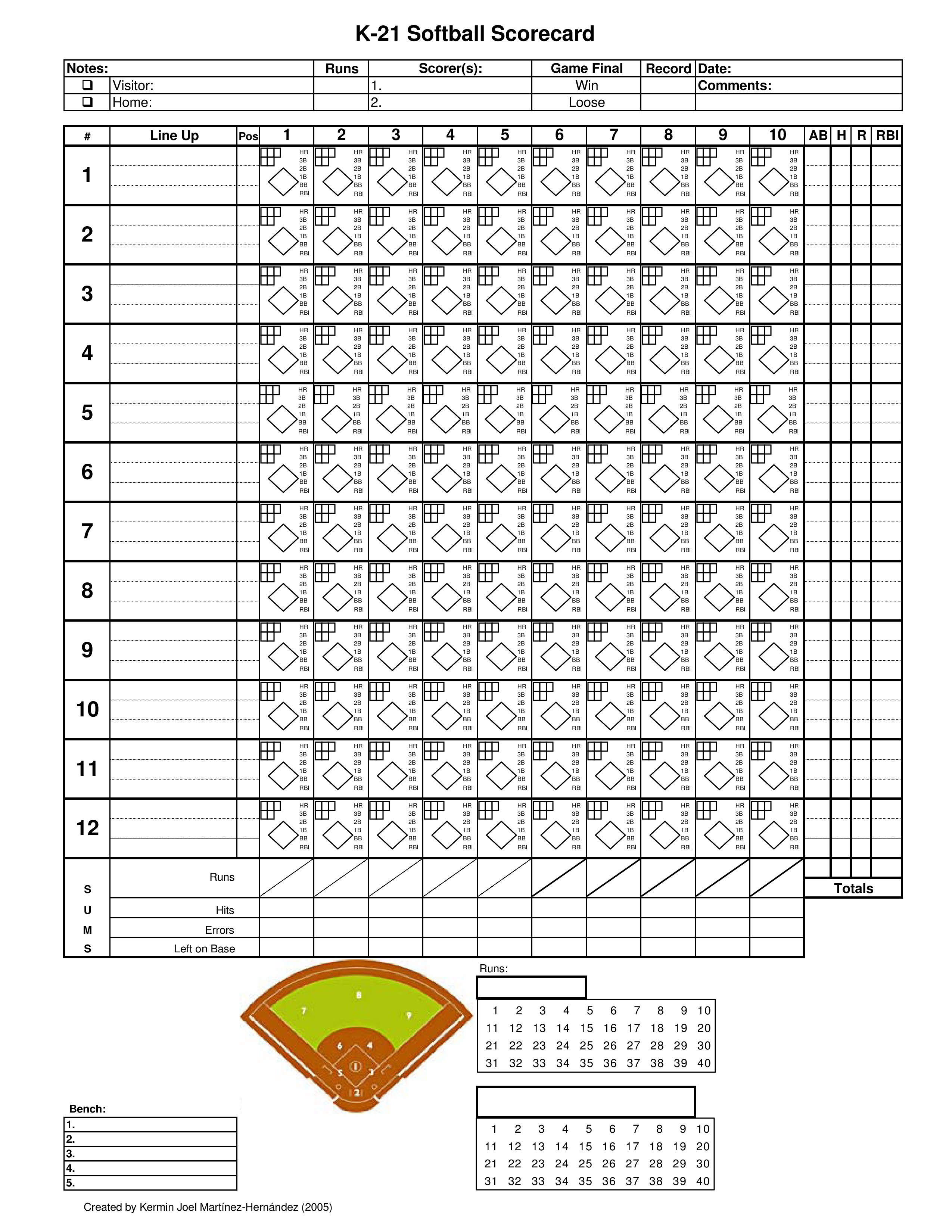 Softball Printable Score Sheets Printable Word Searches