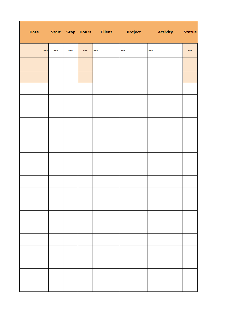 basic timesheet excel matrix voorbeeld afbeelding 