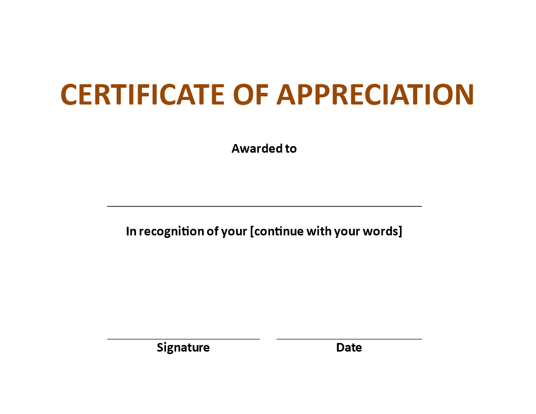 Appreciation Certificate Example 模板