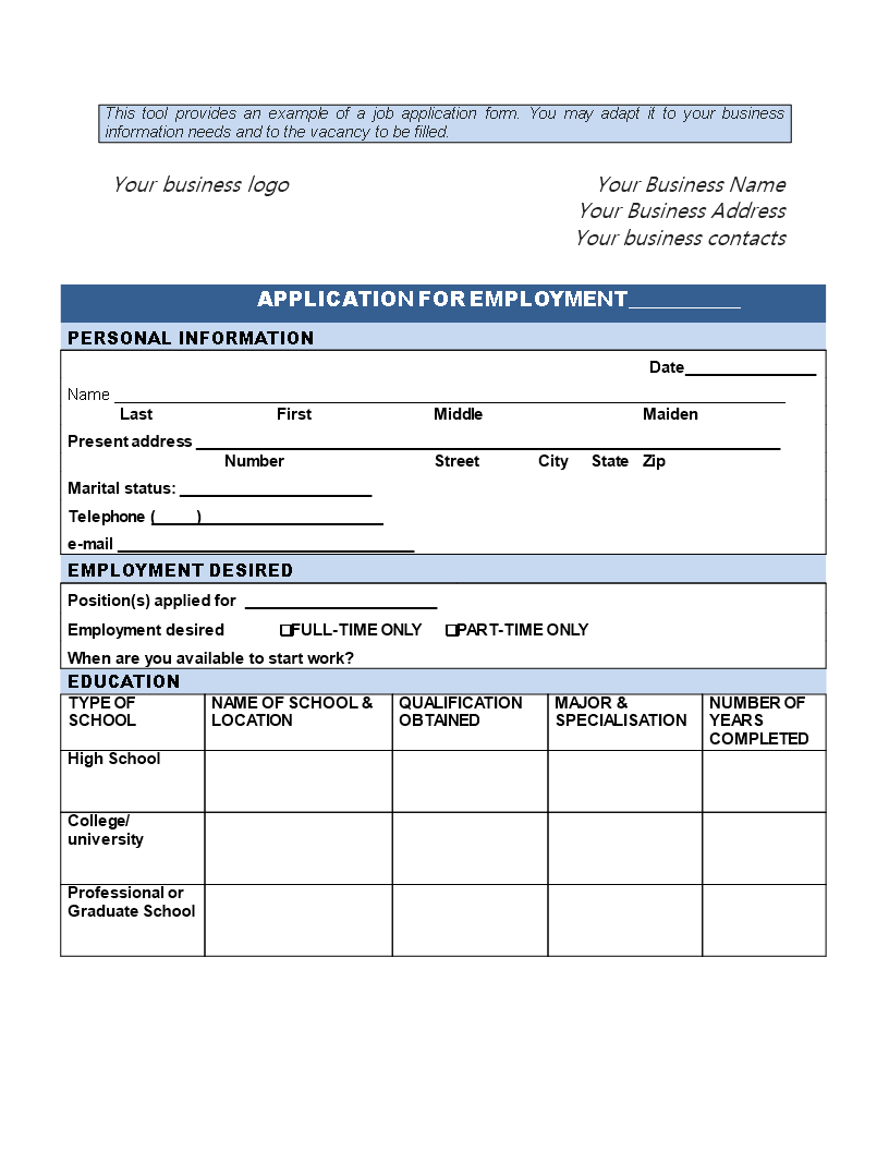 Employee Management Application  Templates at Within Employment Application Template Microsoft Word