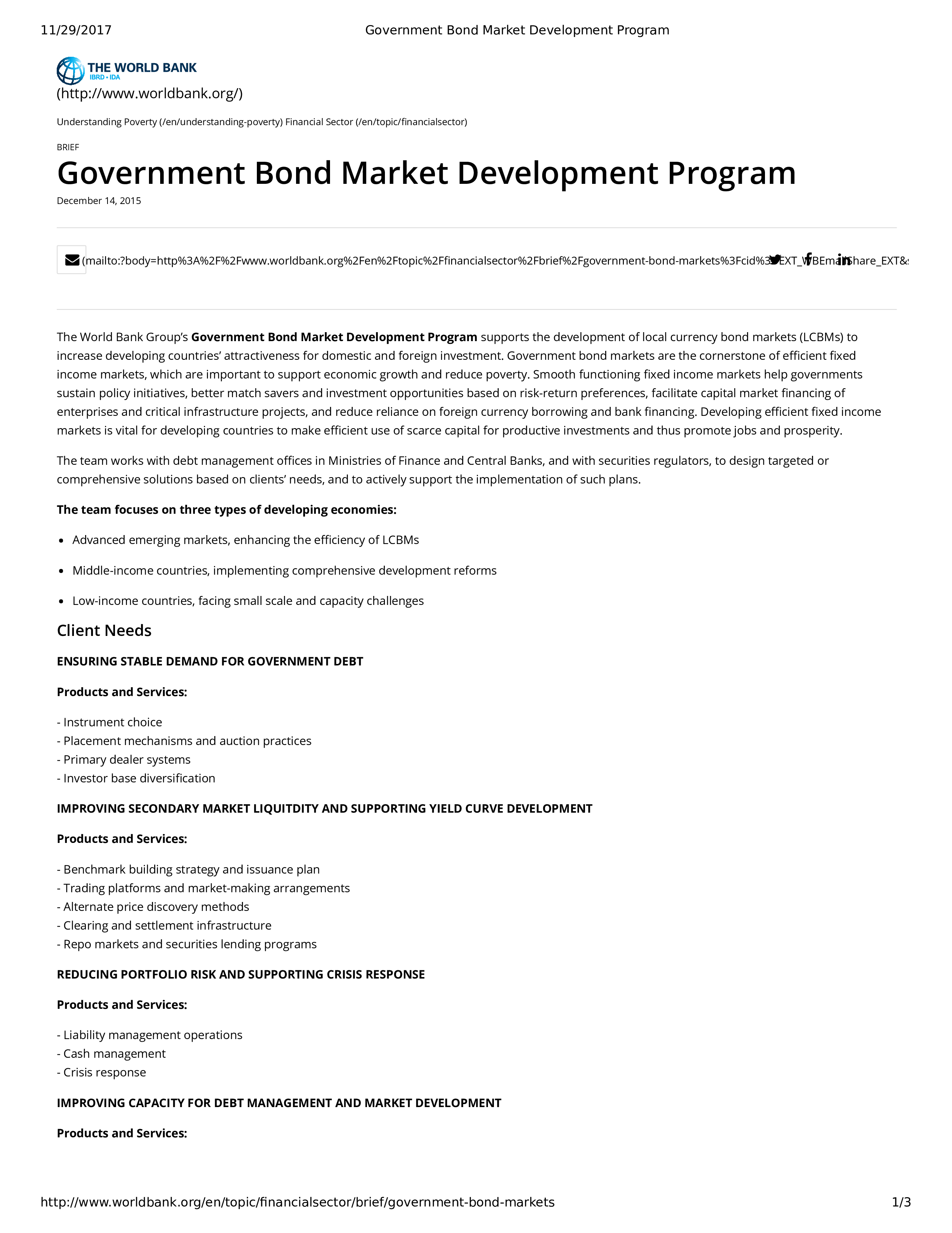 Government Bond Market Development Program 模板